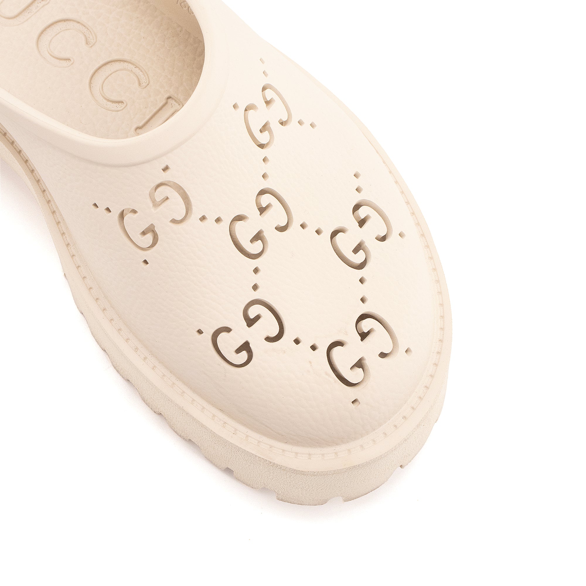 GUCCI - Mules à plateforme Gucci en caoutchouc blanc (T38)