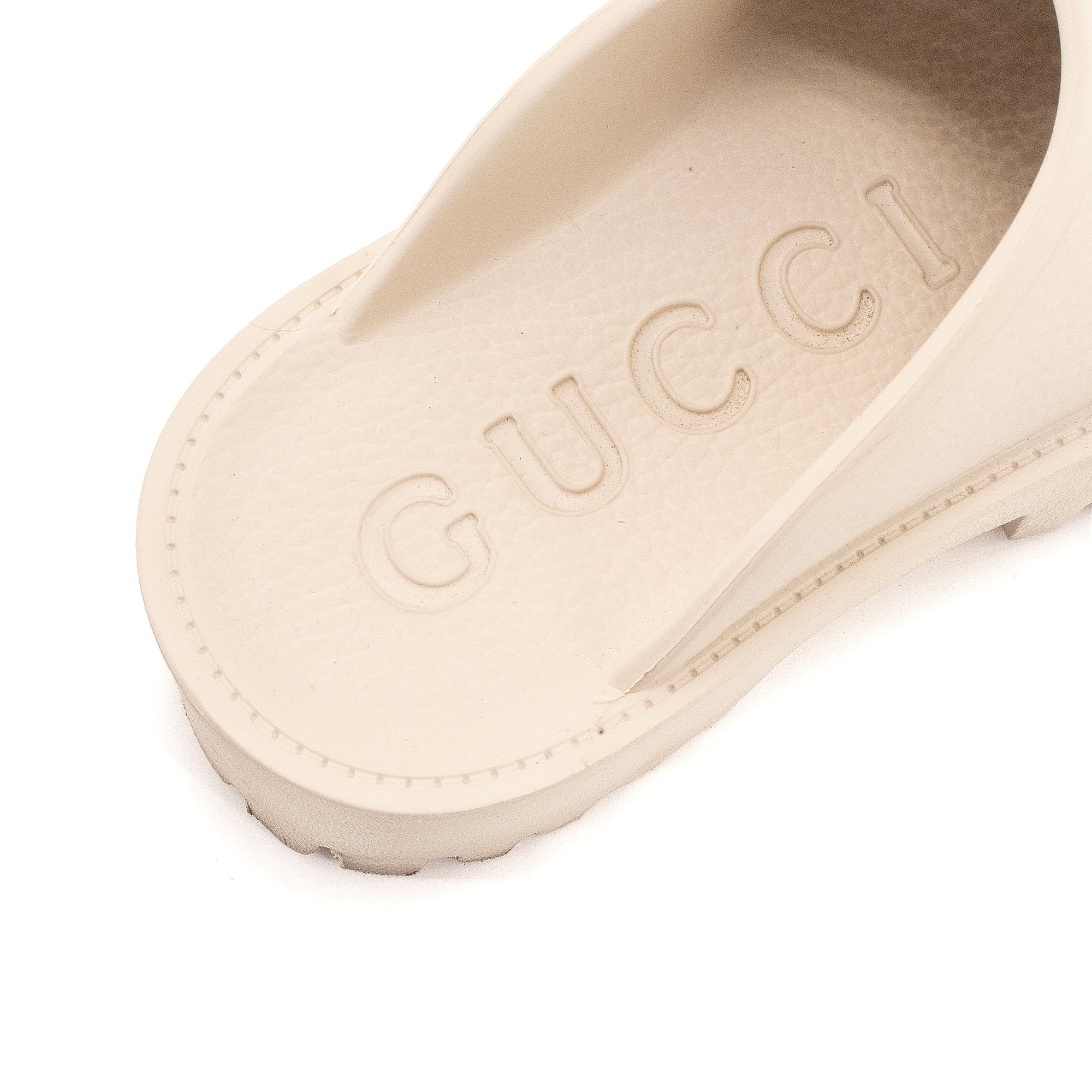GUCCI - Mules à plateforme Gucci en caoutchouc blanc (T38)