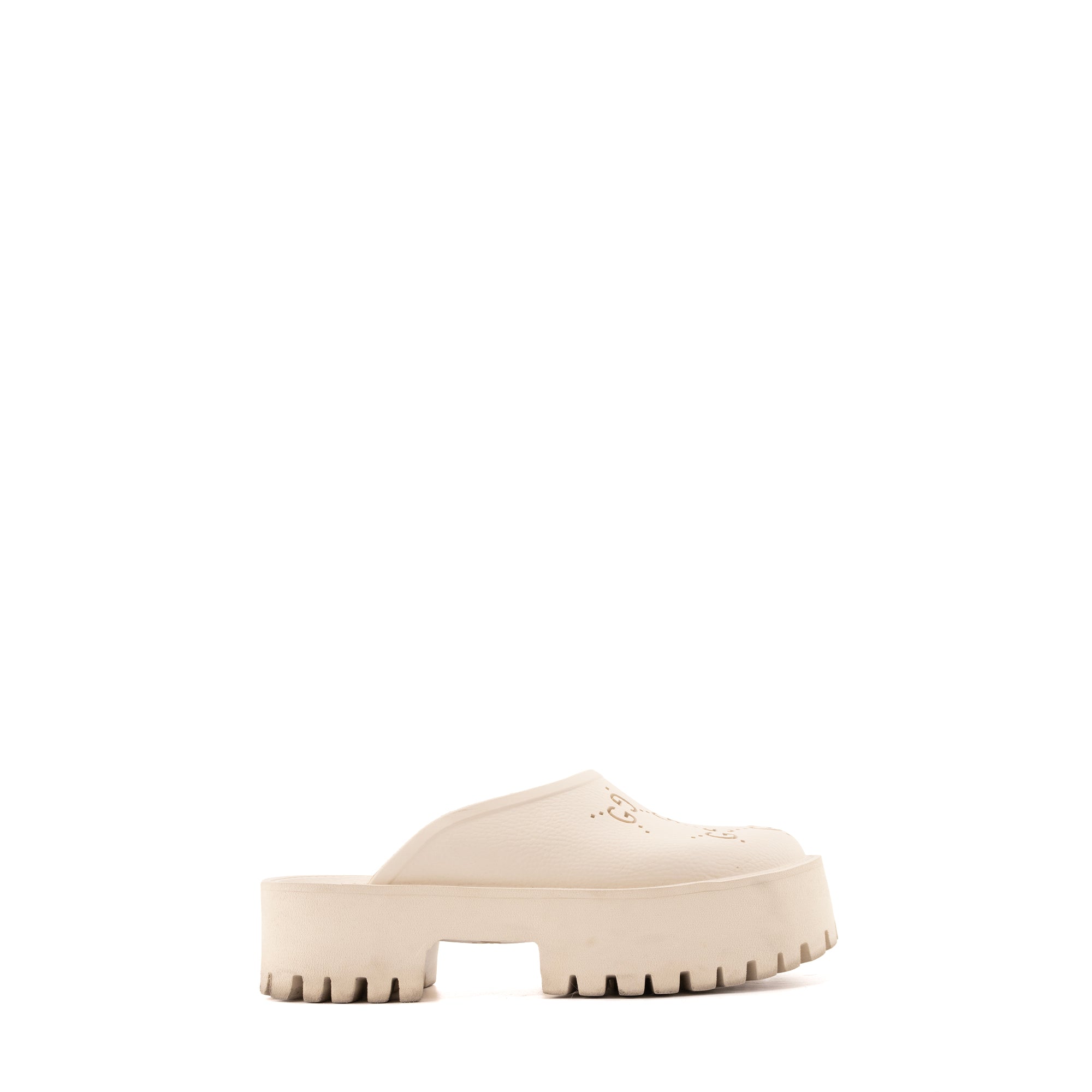 GUCCI - Mules à plateforme Gucci en caoutchouc blanc (T38)