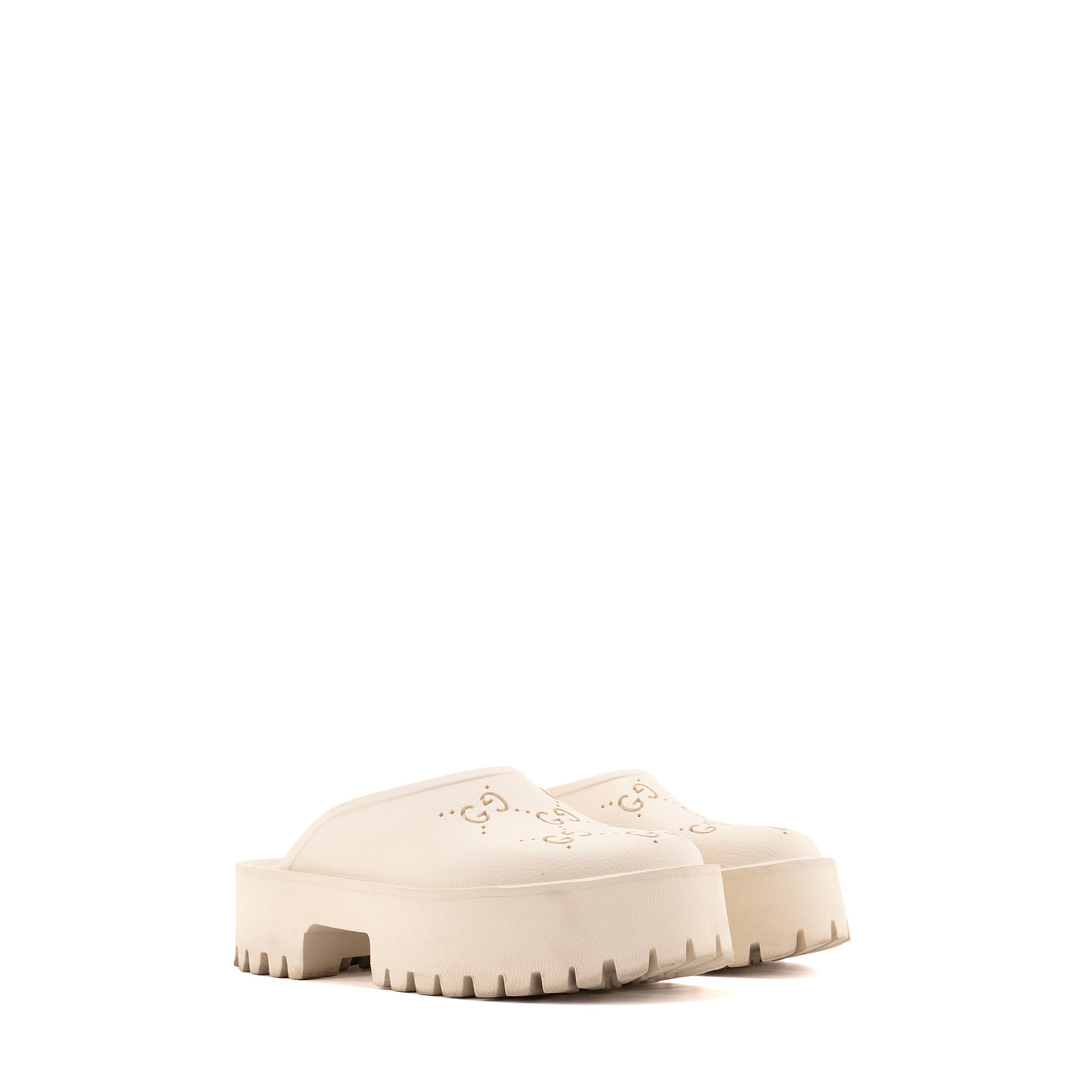 GUCCI - Mules à plateforme Gucci en caoutchouc blanc (T38)