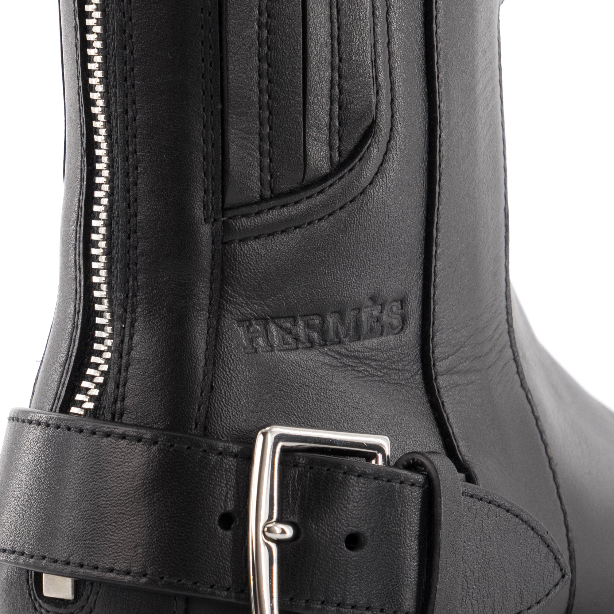 HERMÈS - Bottines Jaimy Hermès en cuir noir (T37)