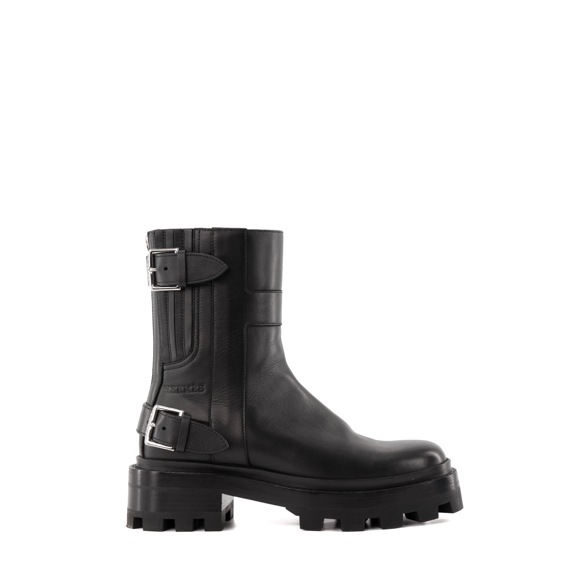 HERMÈS - Bottines Jaimy Hermès en cuir noir (T37)