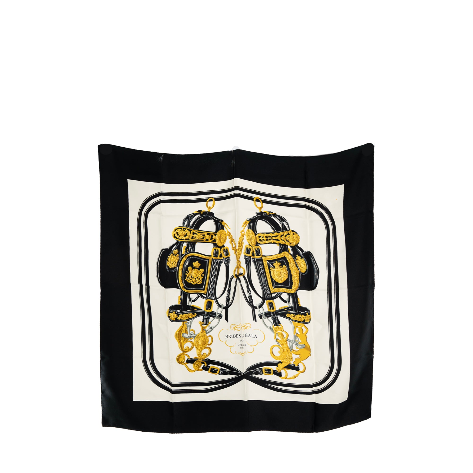 HERMÈS Carré 90 Brides de Gala Hermès en soie multicolore d