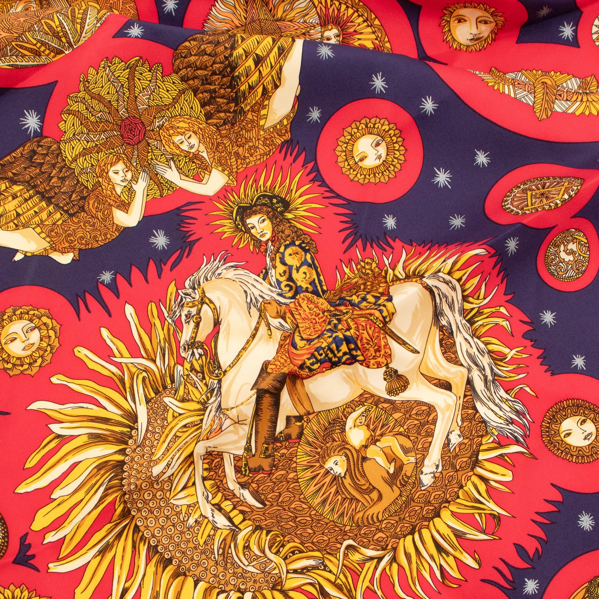 HERMÈS - Carré 90 Le Roy Soleil Hermès en soie multicolore