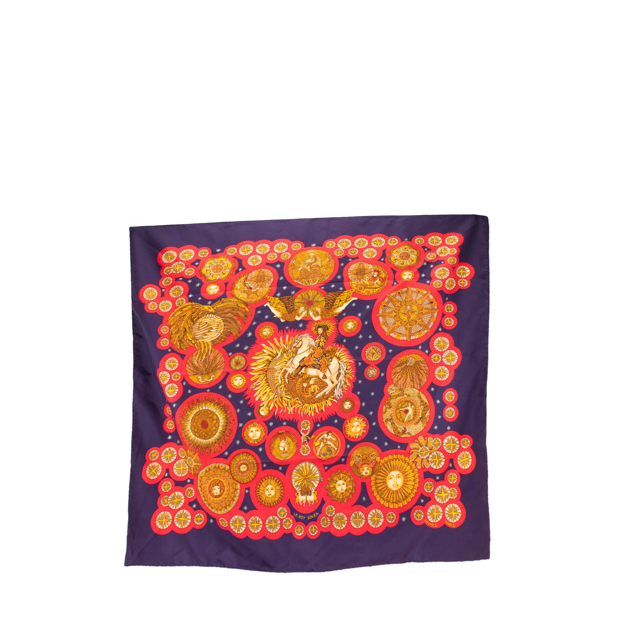 HERMÈS - Carré 90 Le Roy Soleil Hermès en soie multicolore