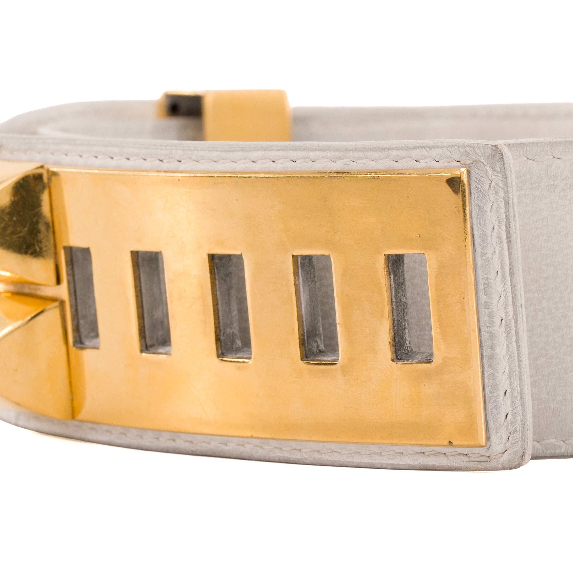 HERMÈS - Ceinture Collier de Chien Hermès en cuir blanc (T75)