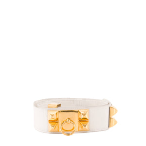 HERMÈS - Ceinture Collier de Chien Hermès en cuir blanc (T75)