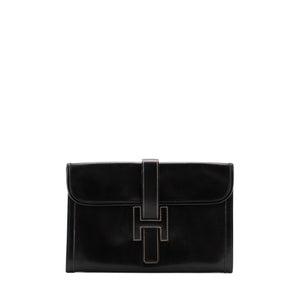HERMÈS - Pochette Jige Hermès en cuir box noir vintage