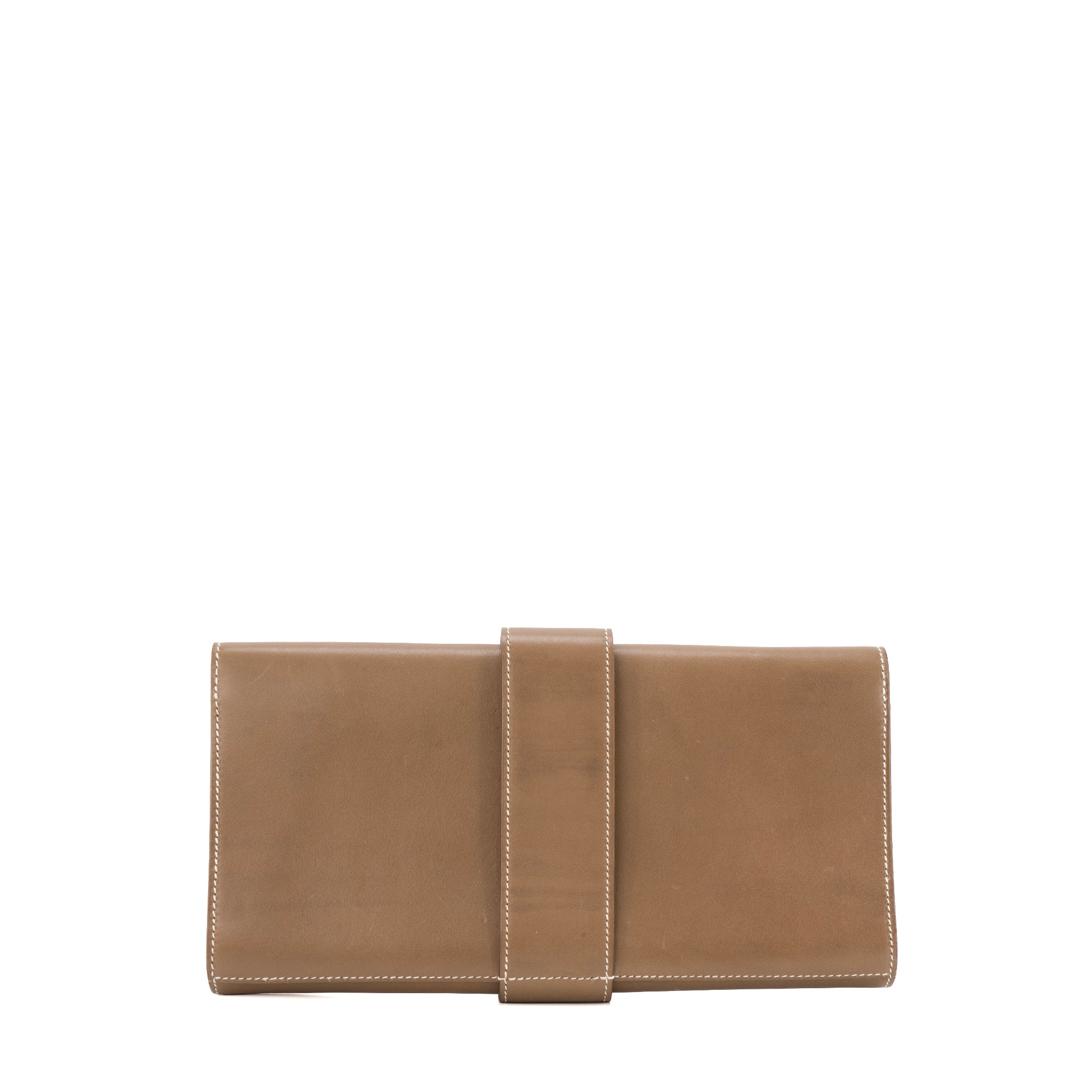 HERMÈS - Pochette Médor Hermès en cuir tadelakt étoupe