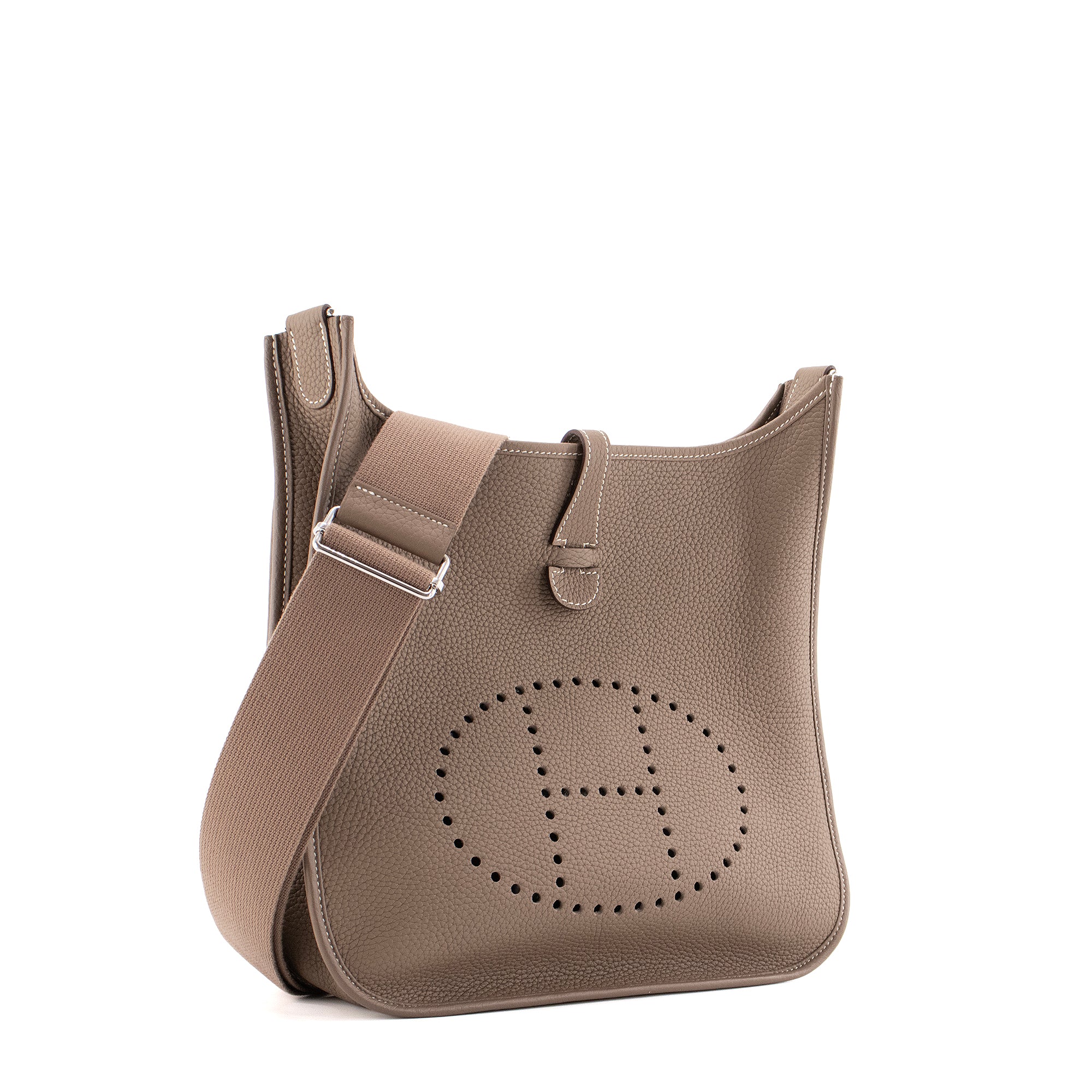 HERMÈS - Sac à bandoulière Evelyne 29 III Hermès en cuir taurillon étoupe