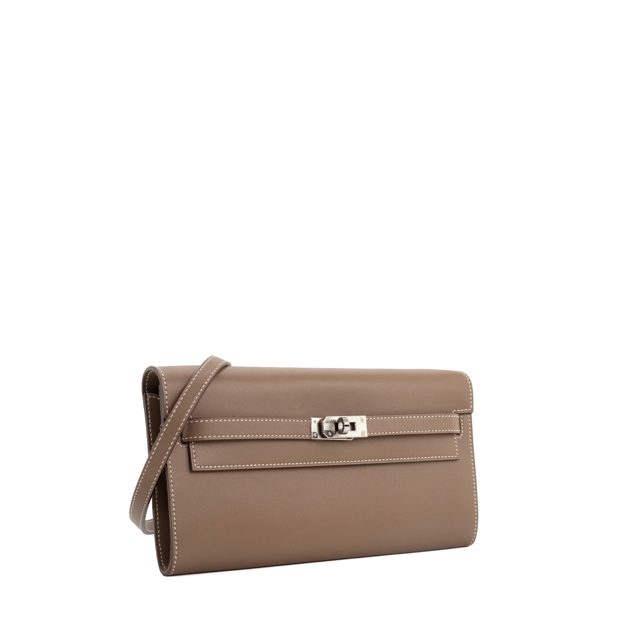 HERMÈS - Sac à bandoulière Kelly To Go Hermès en cuir tadelakt étoupe