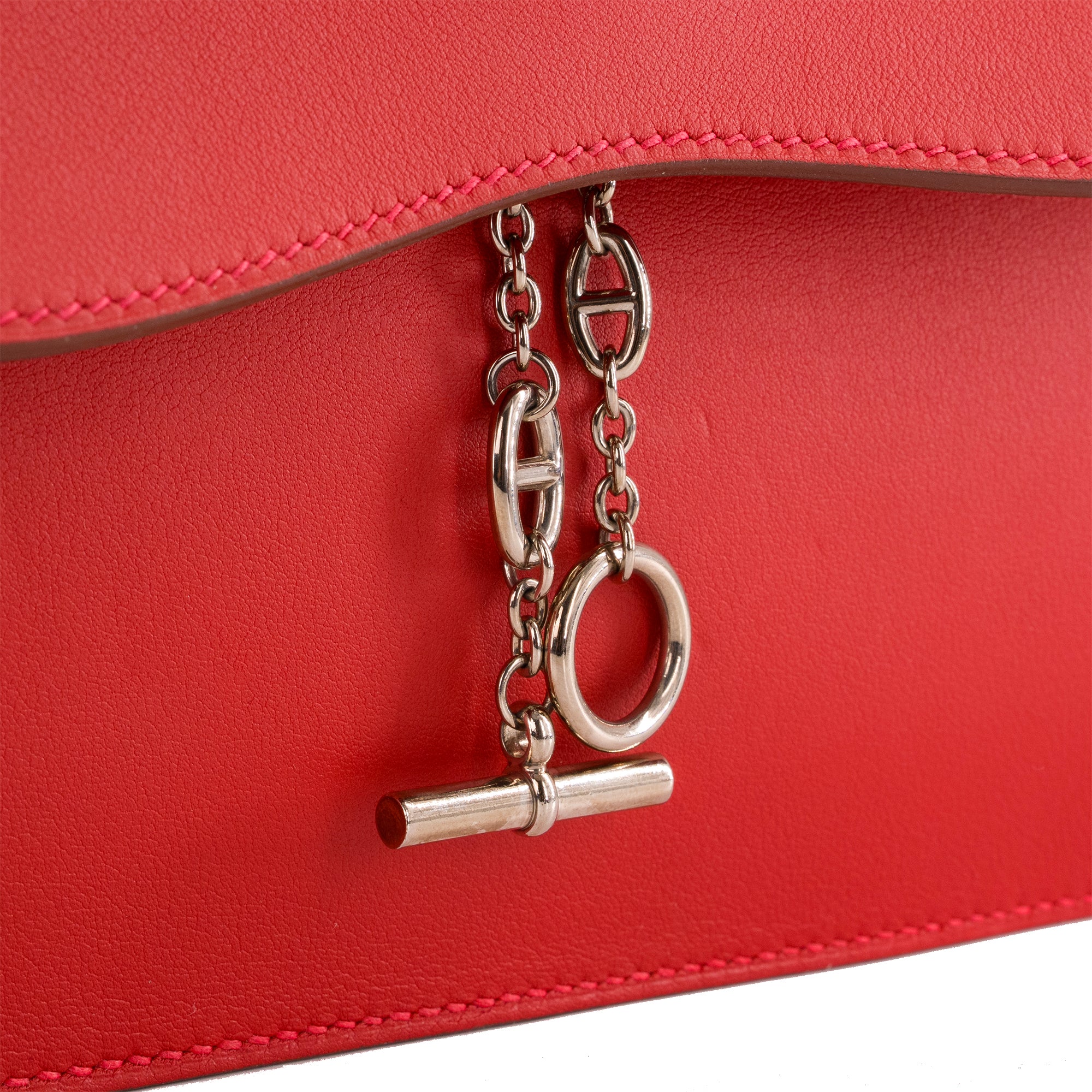 HERMÈS - Sac à épaule Caténina Hermès en cuir swift rouge