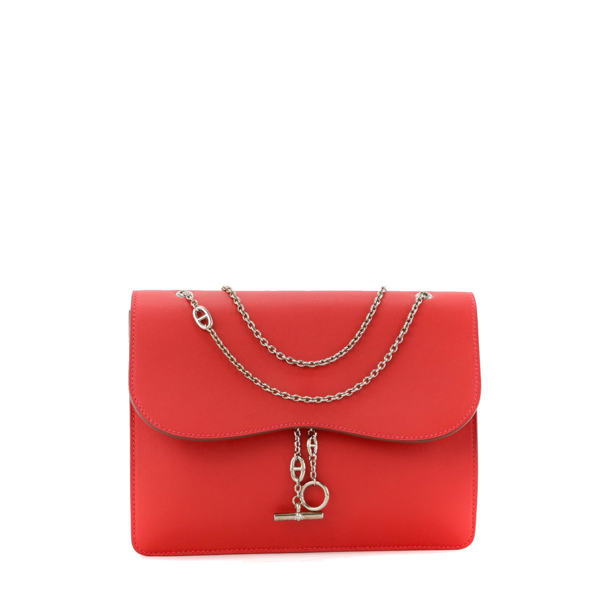 HERMÈS - Sac à épaule Caténina Hermès en cuir swift rouge