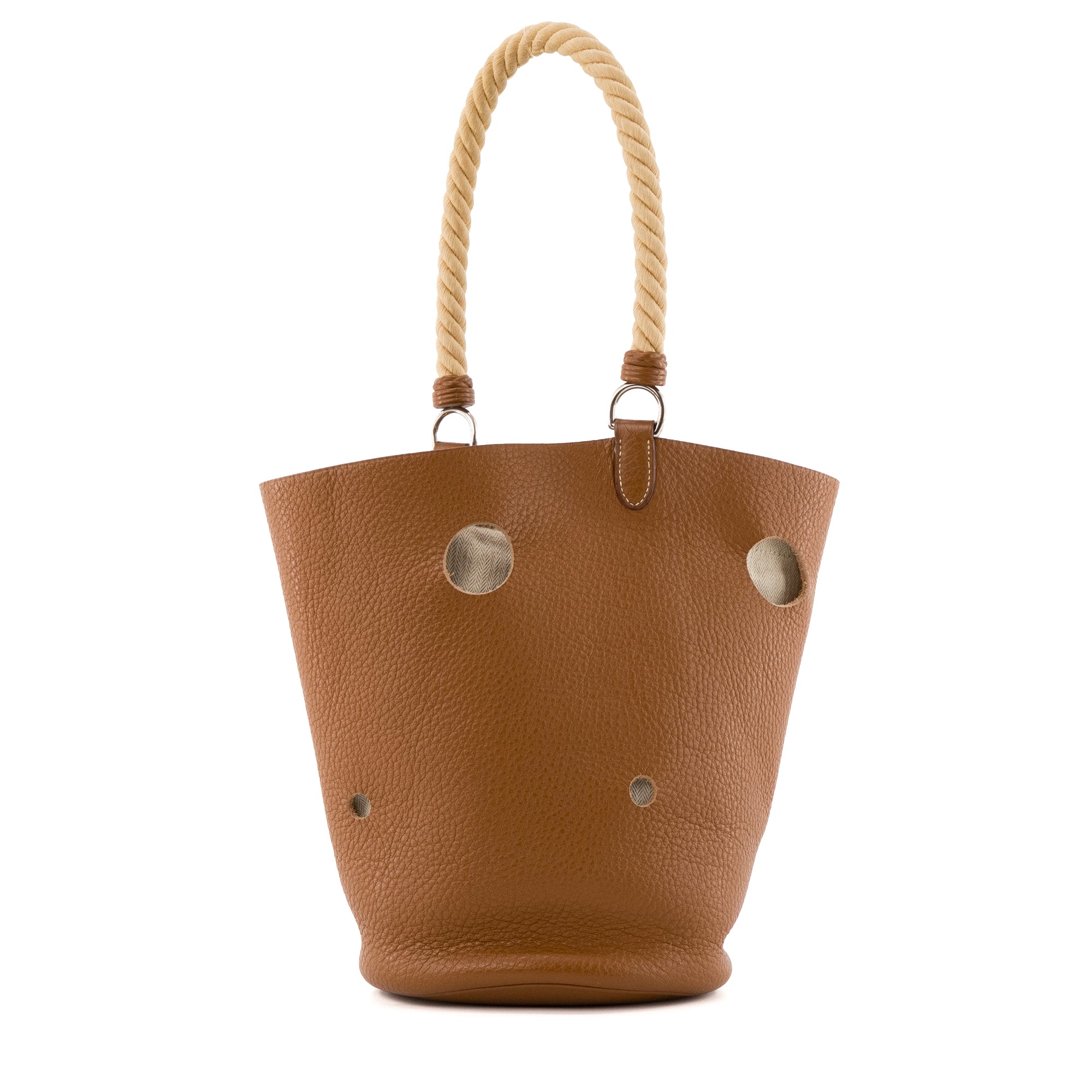 HERMÈS - Sac à épaule Mangeoire Hermès en cuir clémence taurillon gold