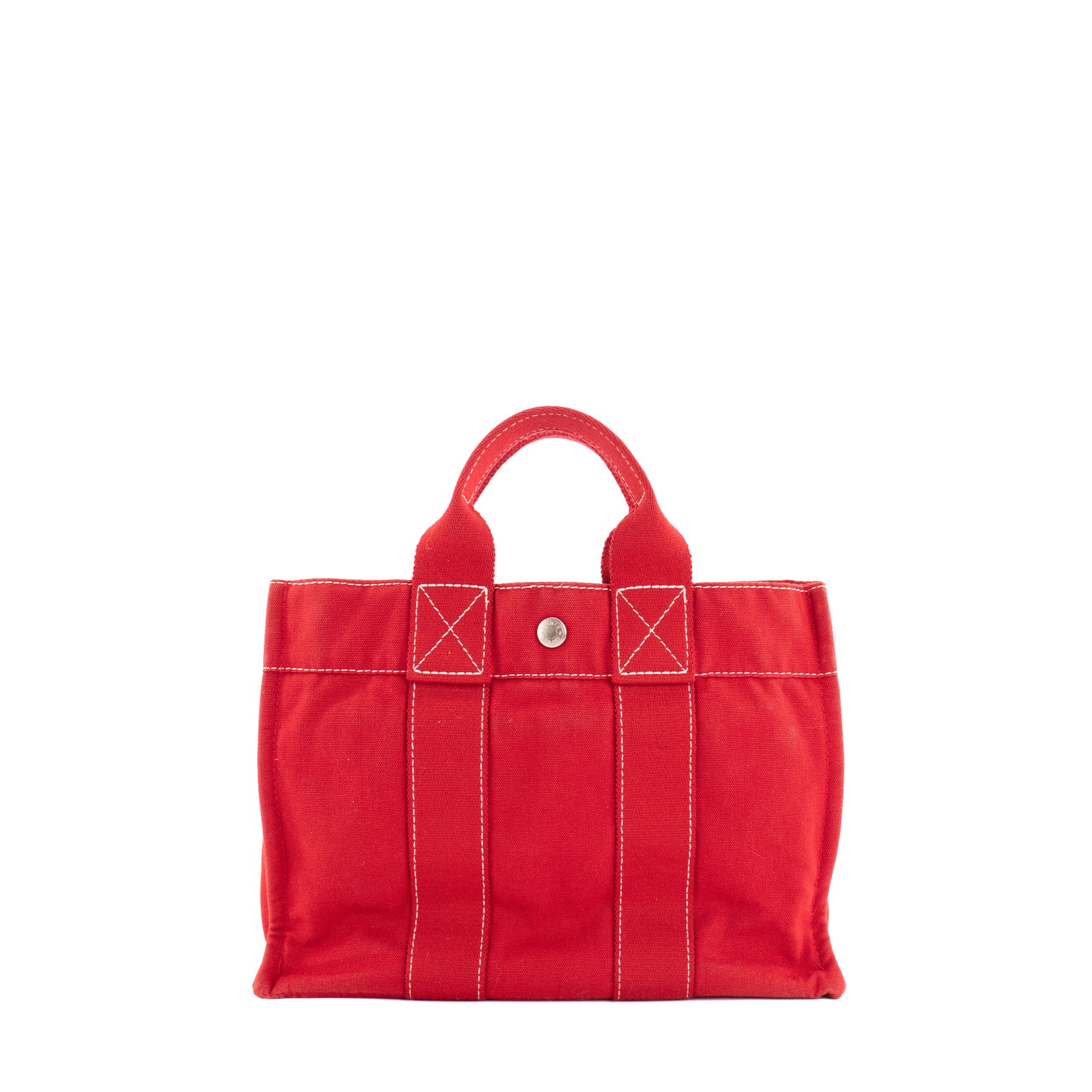 HERMÈS - Sac cabas Toto Hermès en toile rouge