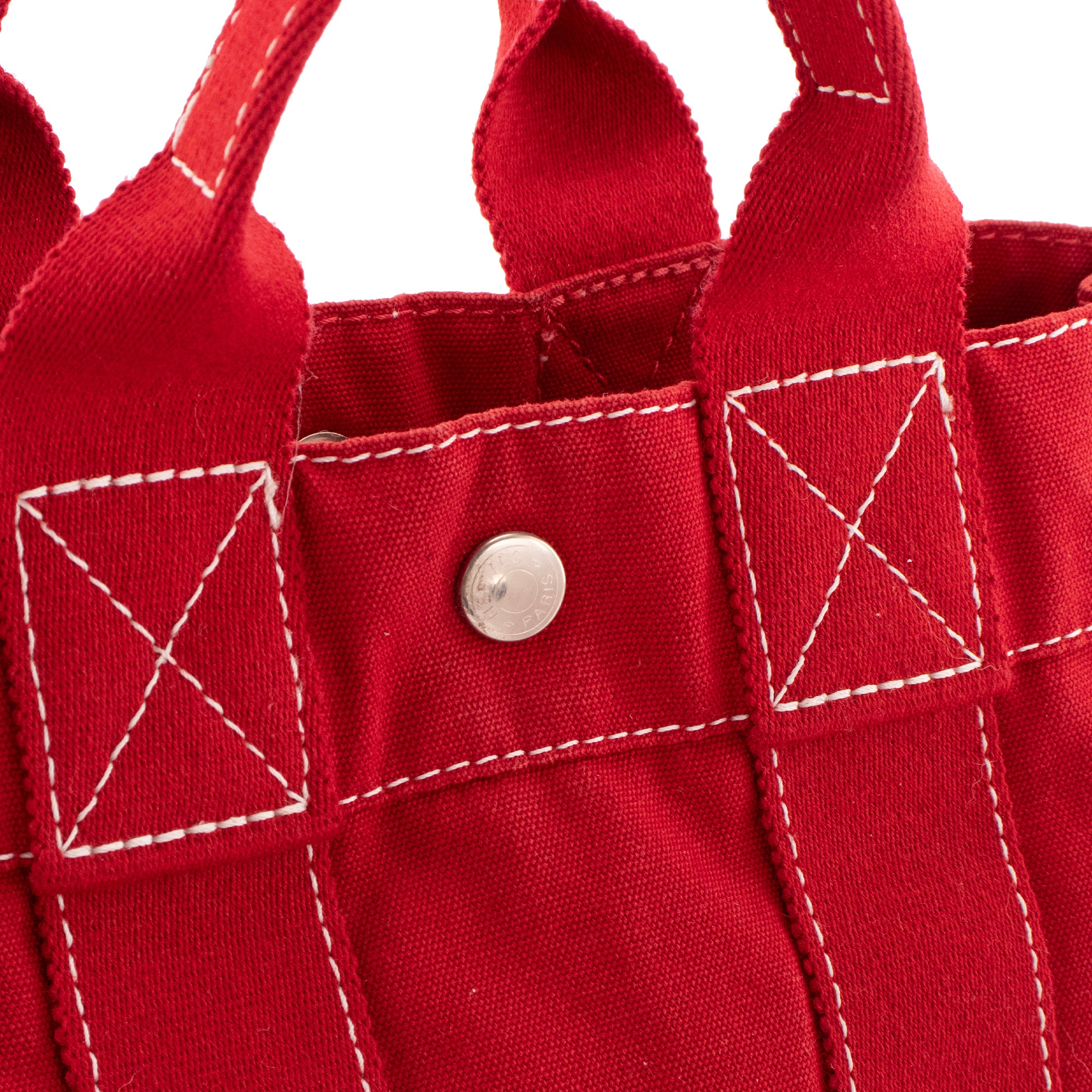 HERMÈS - Sac cabas Toto Hermès en toile rouge