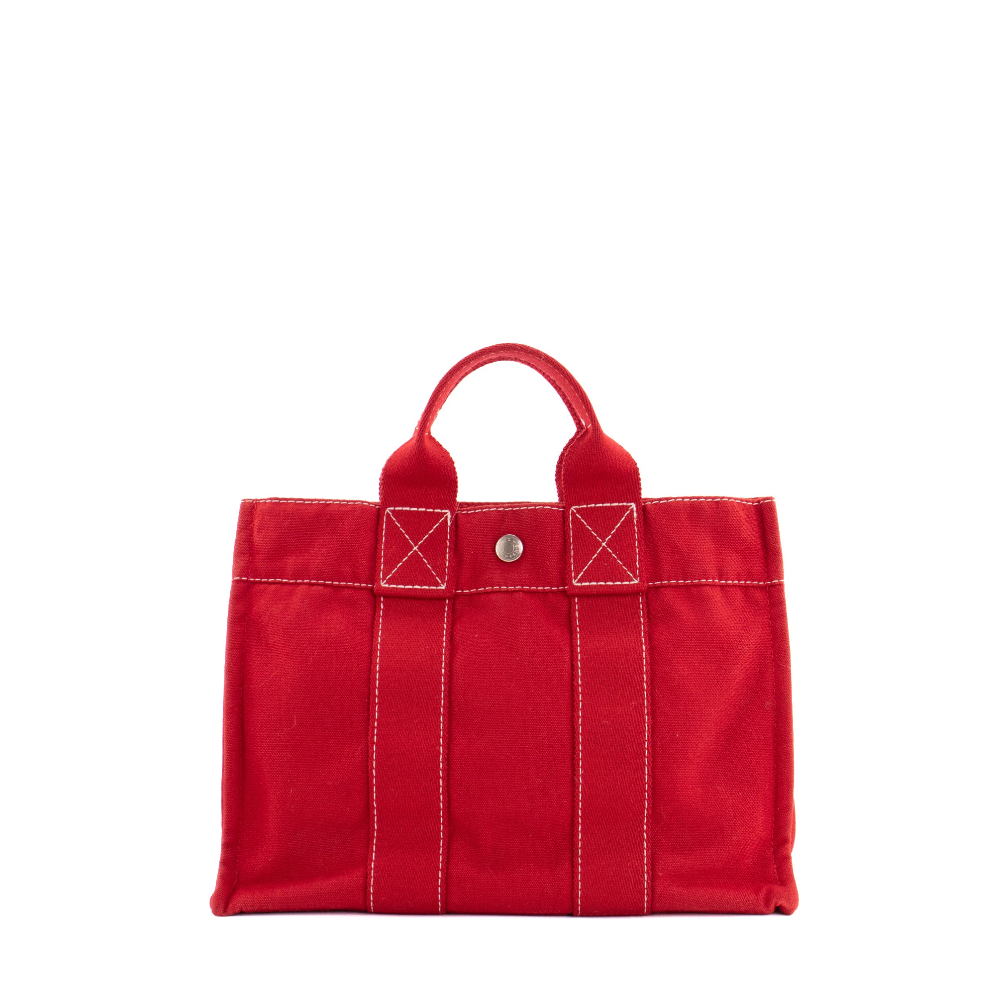 HERMÈS - Sac cabas Toto Hermès en toile rouge