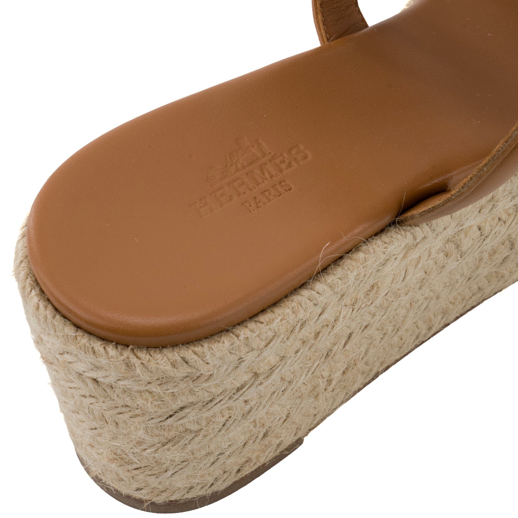 HERMÈS - Sandales Ithea 30 Hermès en corde et cuir marron (T37)