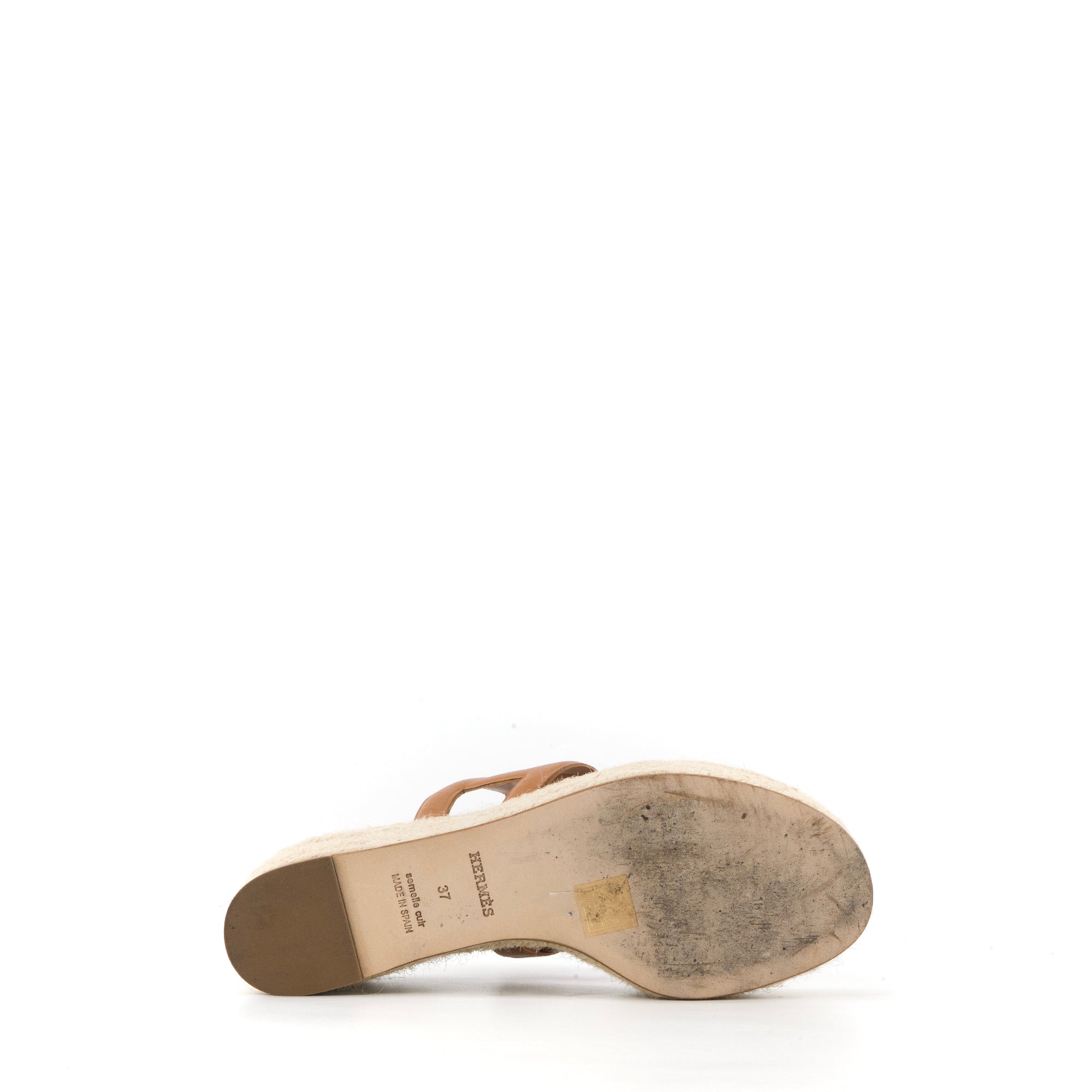 HERMÈS - Sandales Ithea 30 Hermès en corde et cuir marron (T37)