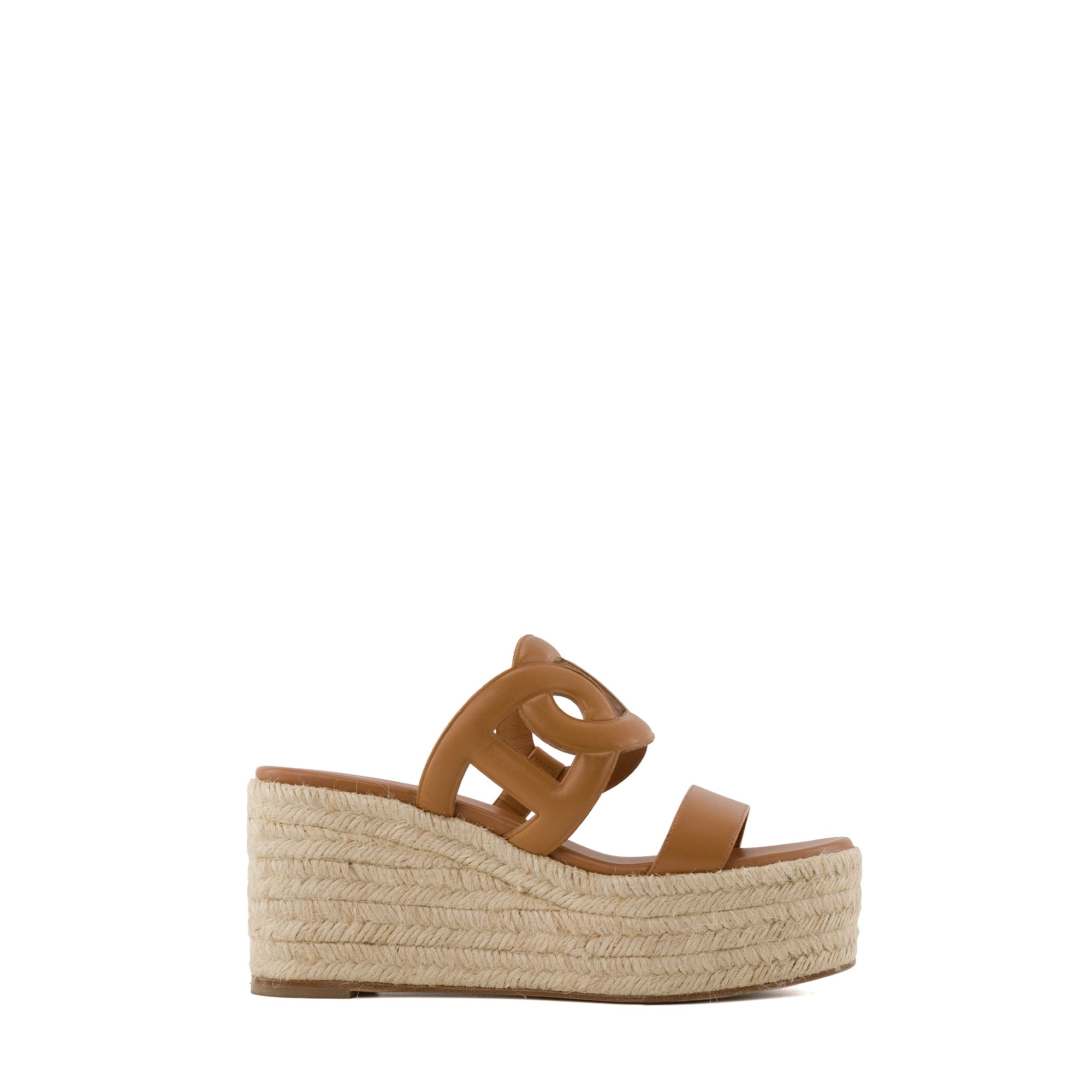 HERMÈS - Sandales Ithea 30 Hermès en corde et cuir marron (T37)