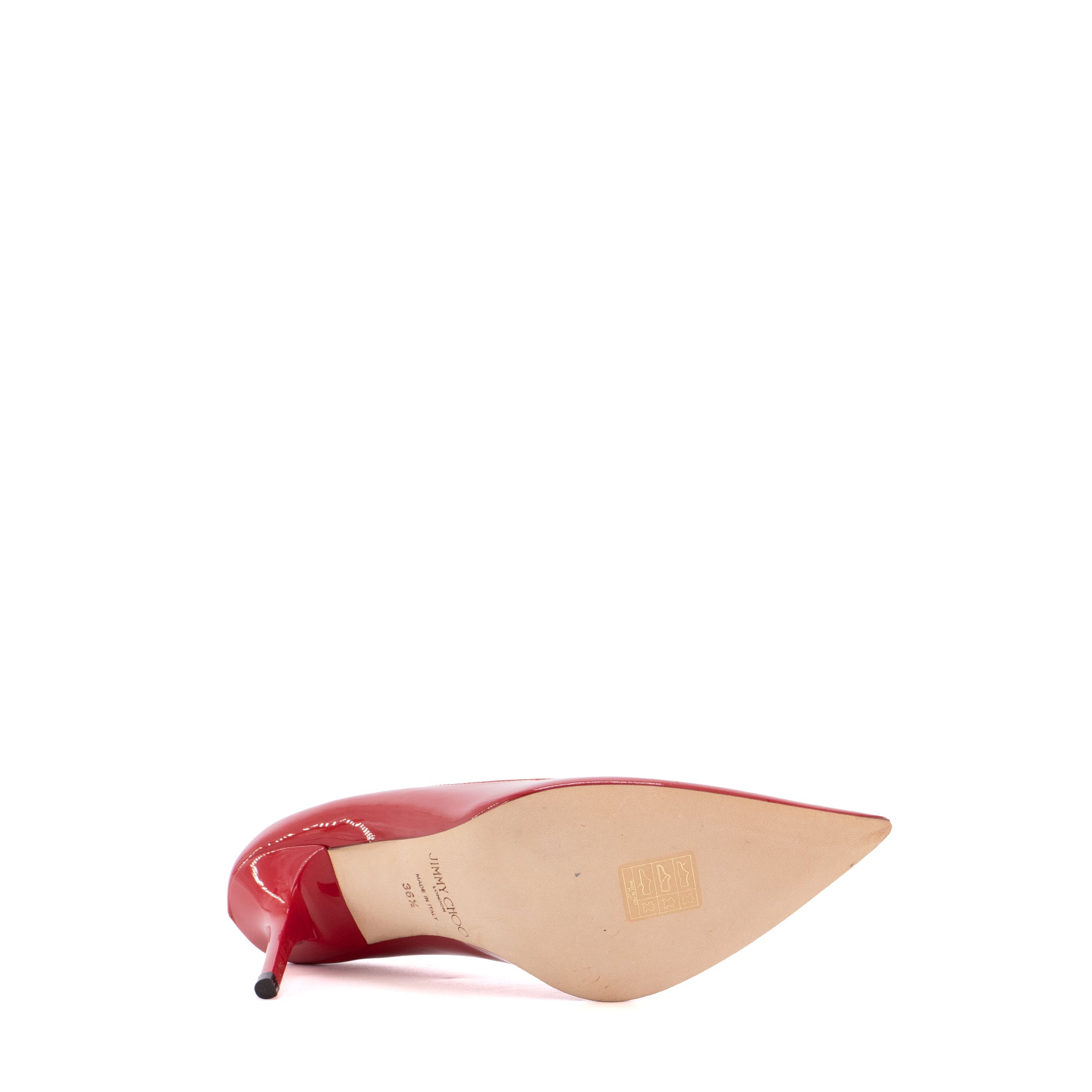 JIMMY CHOO - Escarpins Agnes Jimmy Choo en cuir verni rouge (T36.5)