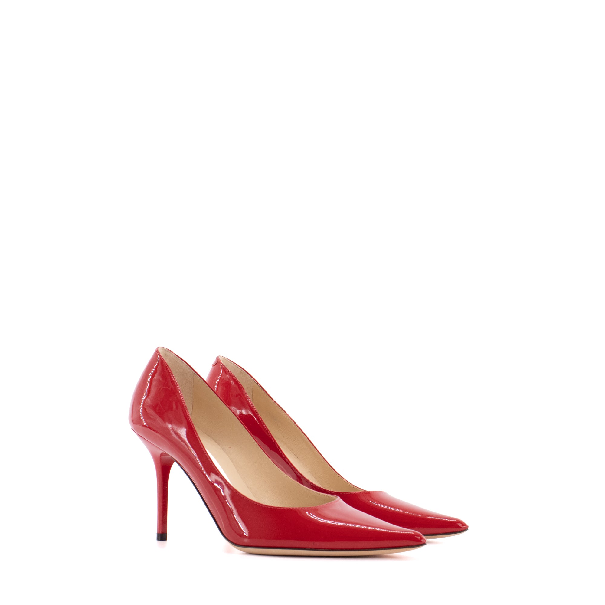 JIMMY CHOO - Escarpins Agnes Jimmy Choo en cuir verni rouge (T36.5)