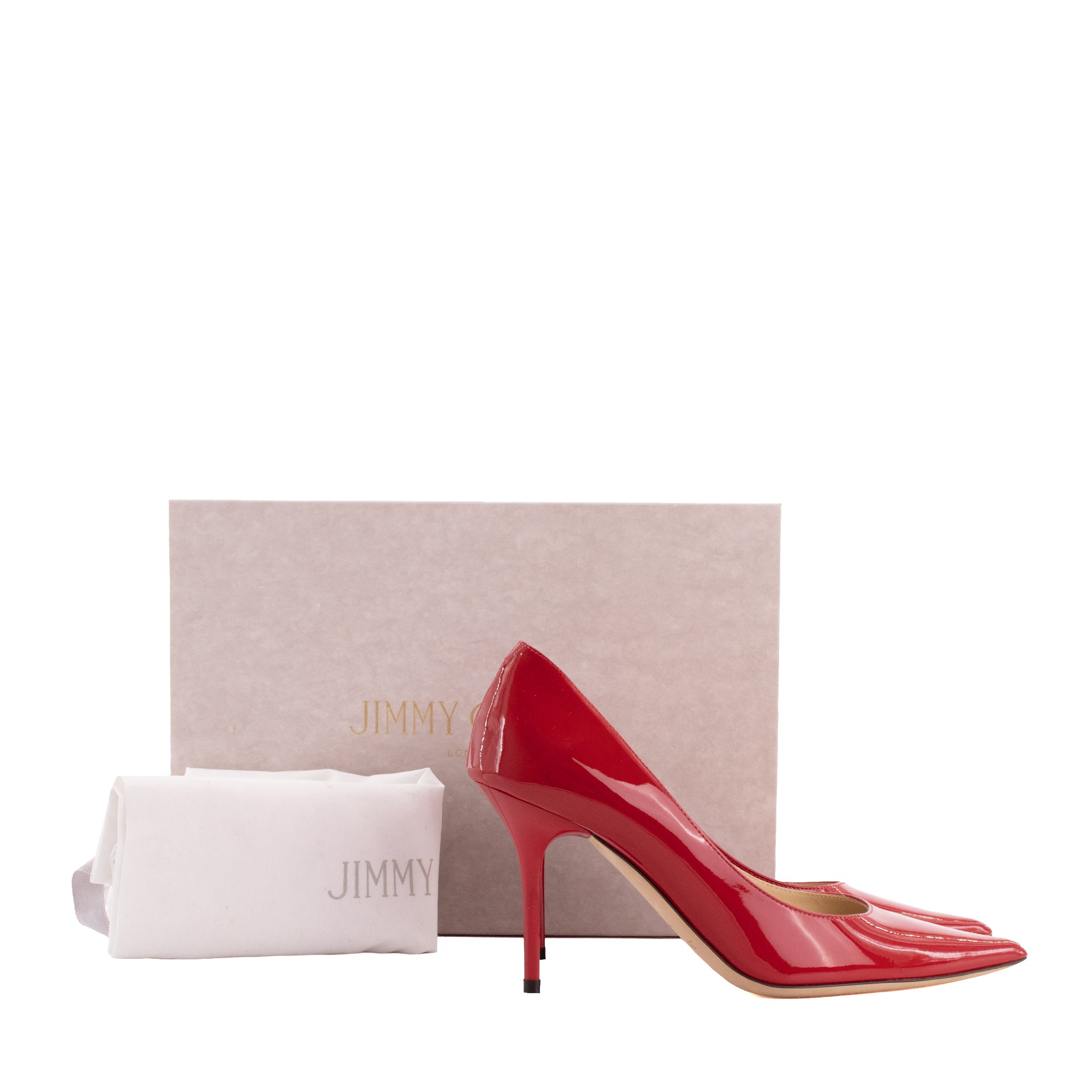 JIMMY CHOO - Escarpins Agnes Jimmy Choo en cuir verni rouge (T36.5)