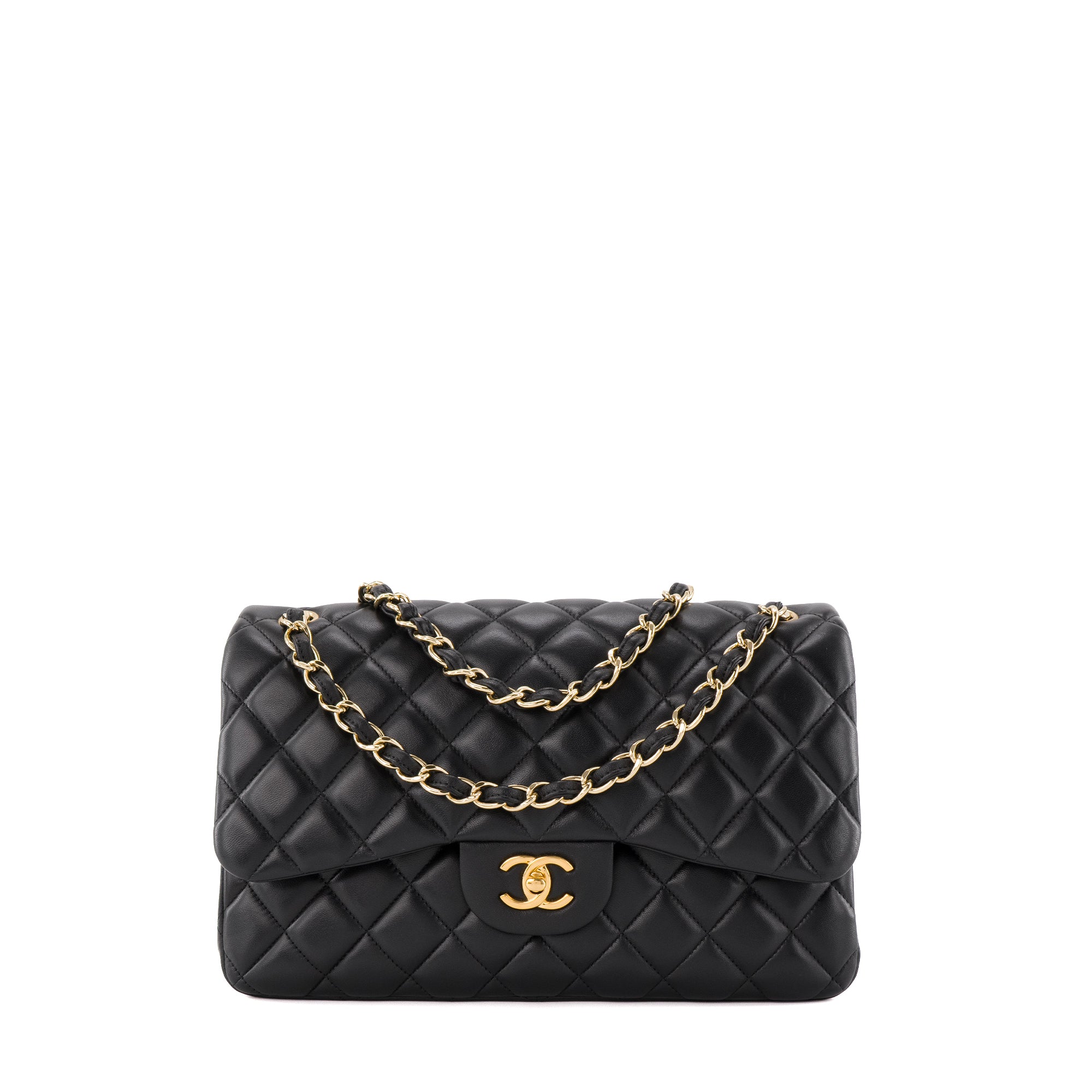 CHANEL - Sac à bandoulière Classique/Timeless Jumbo Chanel en cuir lisse noir