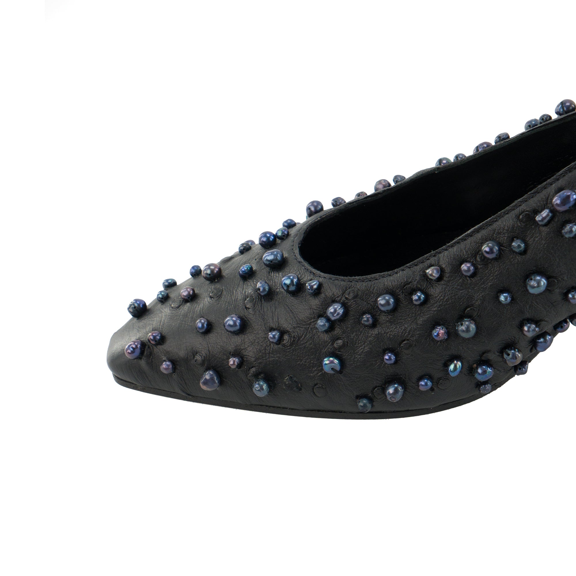 LORO PIANA - Escarpins Loro Piana en cuir d’autruche noir (T40)