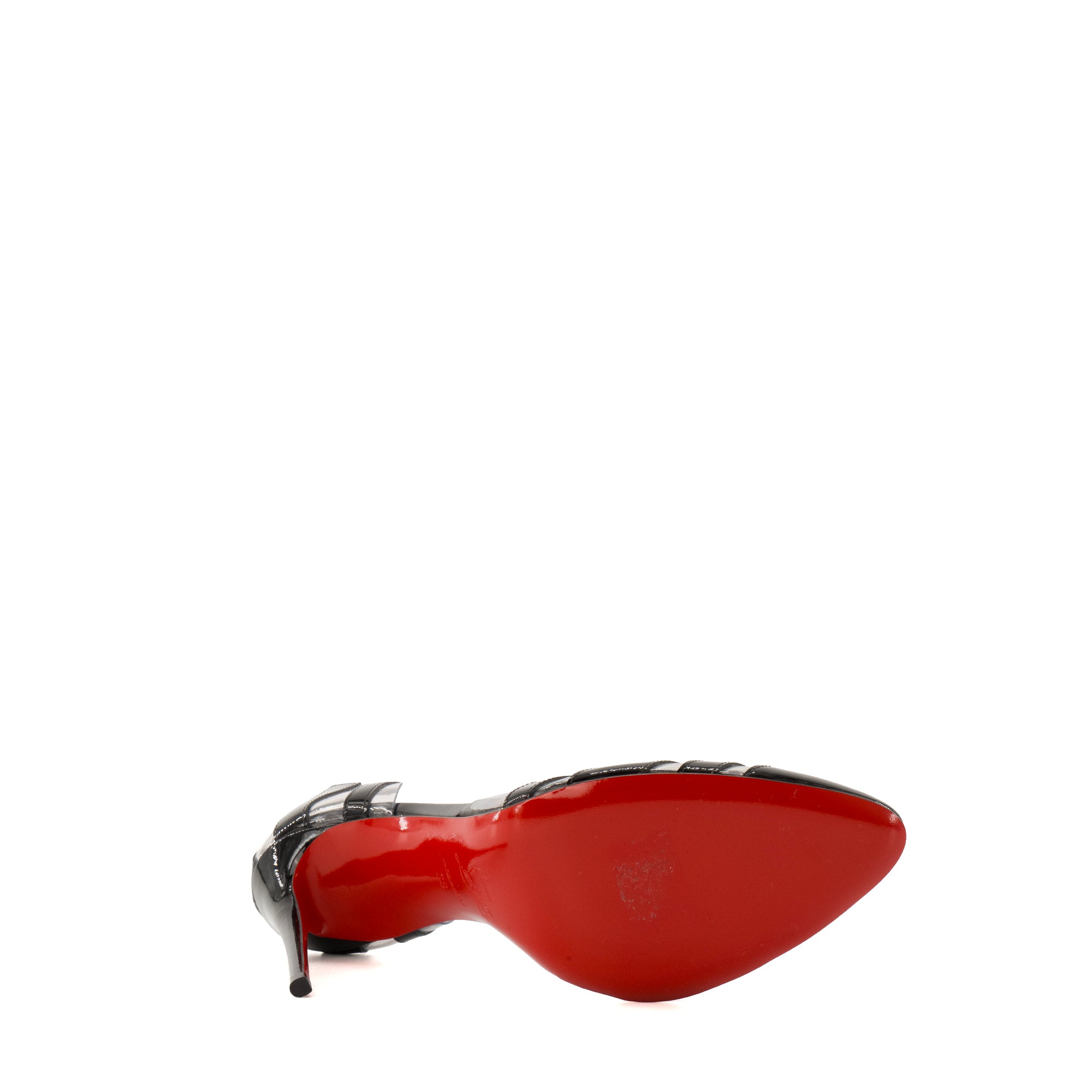 LOUBOUTIN - Escarpins Gabriella Louboutin en pvc et cuir verni noir (T38)