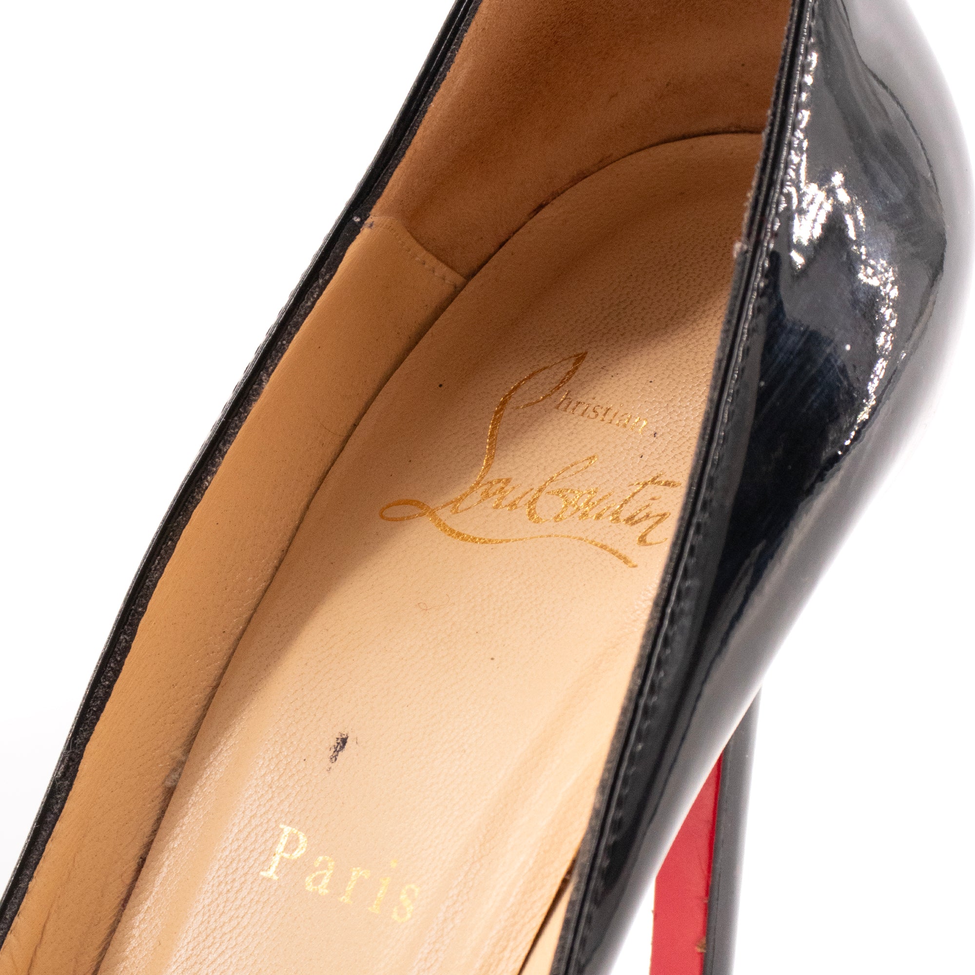 LOUBOUTIN - Escarpins Pigalle Louboutin en cuir verni noir (T38)
