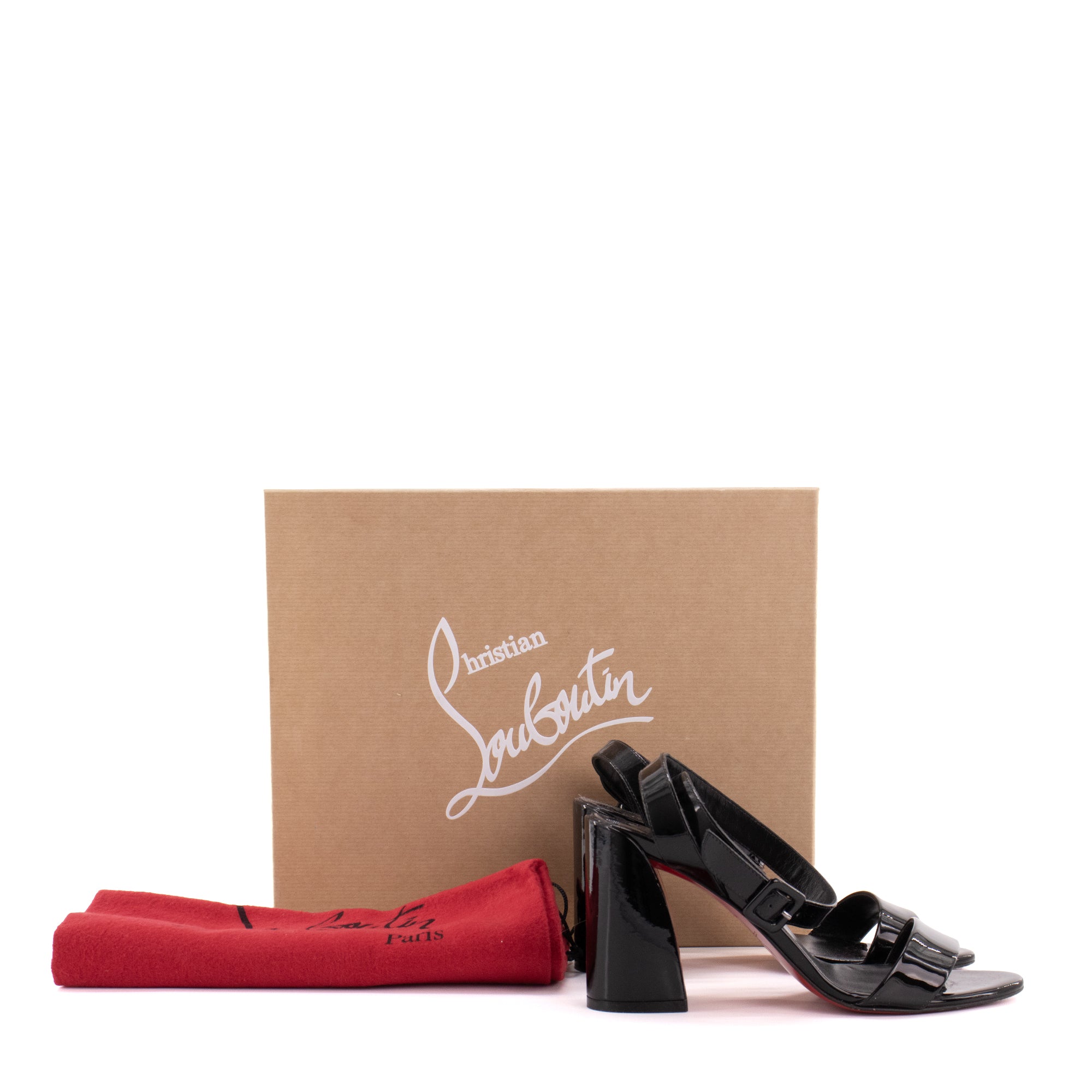 LOUBOUTIN - Sandales à talon Miss Sabina Louboutin en cuir verni noir (T36)