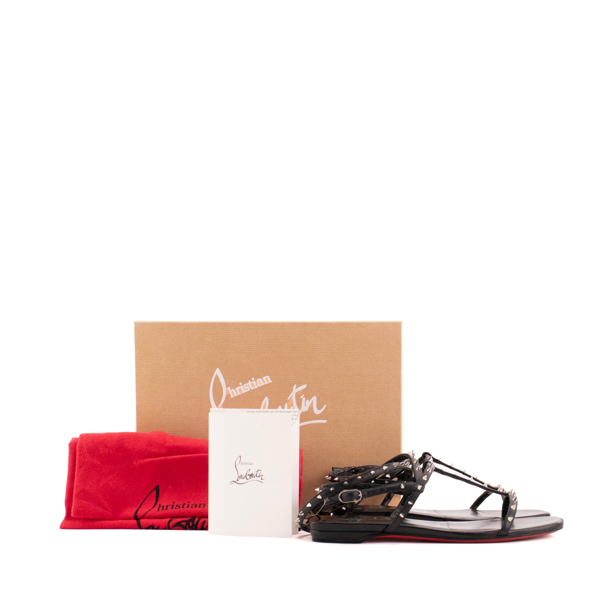 LOUBOUTIN - Sandales Bombinetta Spikes Louboutin en cuir noir ornée de clous (T36)