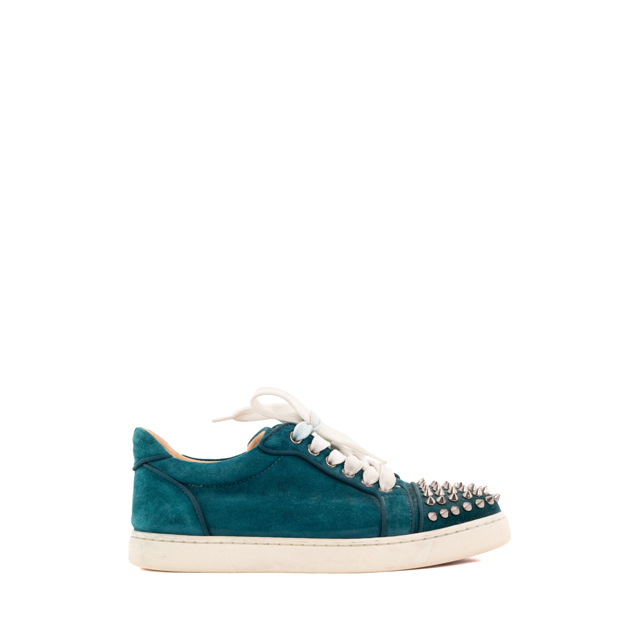 LOUBOUTIN - Louis Junior Spikes Louboutin sneakers in duck blue suede (T36)