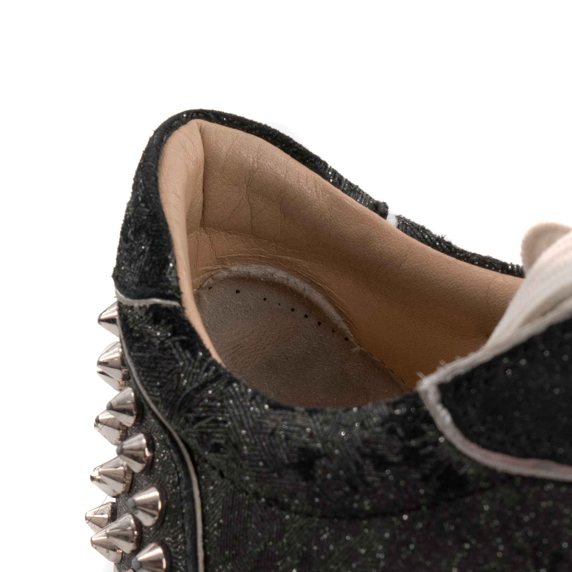 LOUBOUTIN - Sneakers Vieira 2 Flat Louboutin toile noire pailletée (T36)