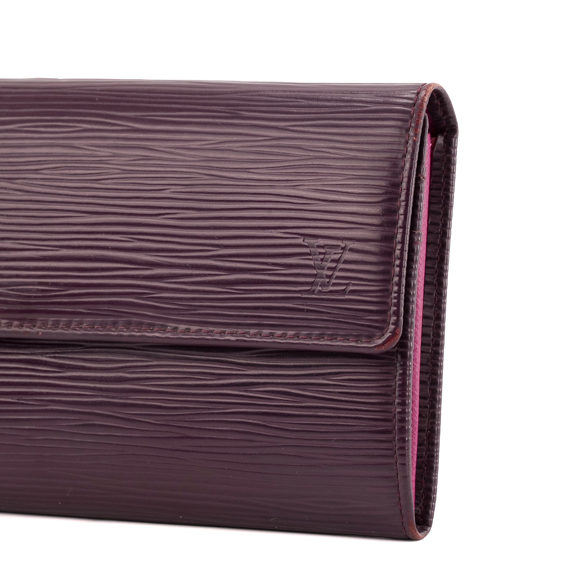 LOUIS VUITTON - Portefeuille Sarah Louis Vuitton en cuir épi prune