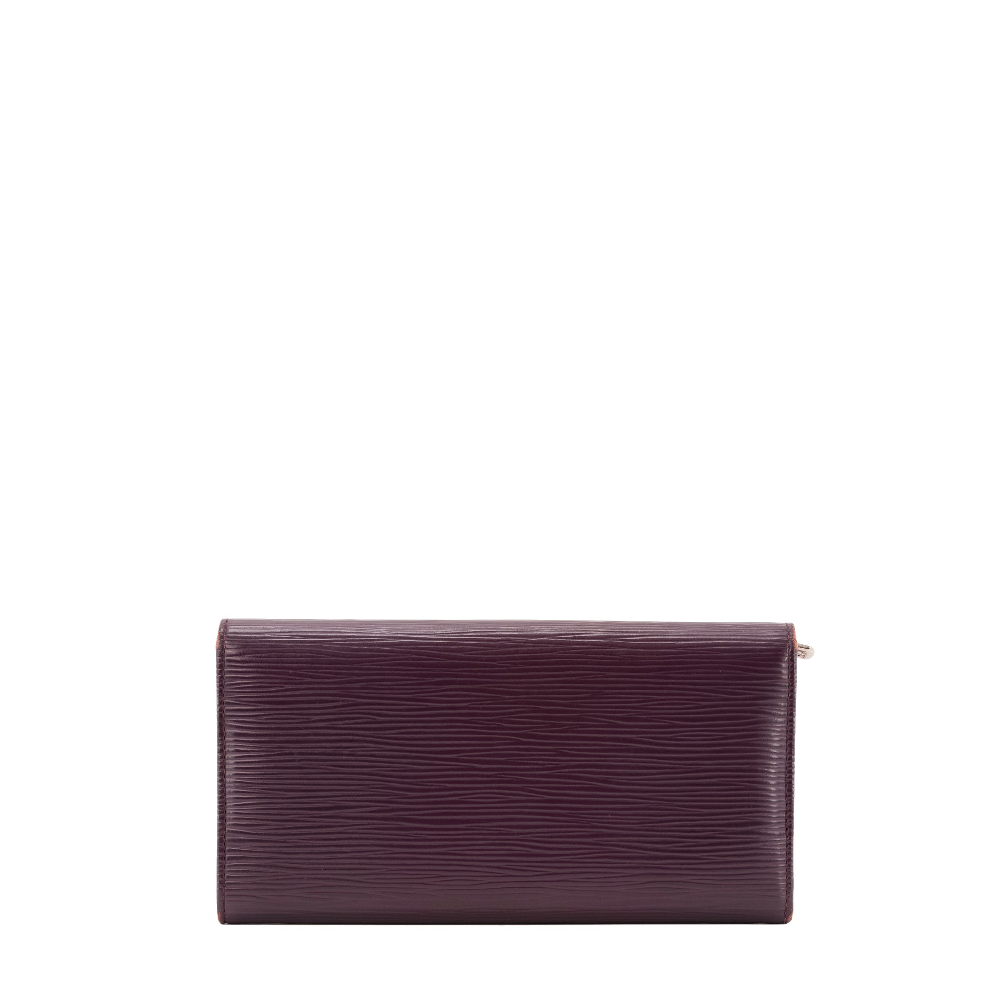 LOUIS VUITTON - Portefeuille Sarah Louis Vuitton en cuir épi prune