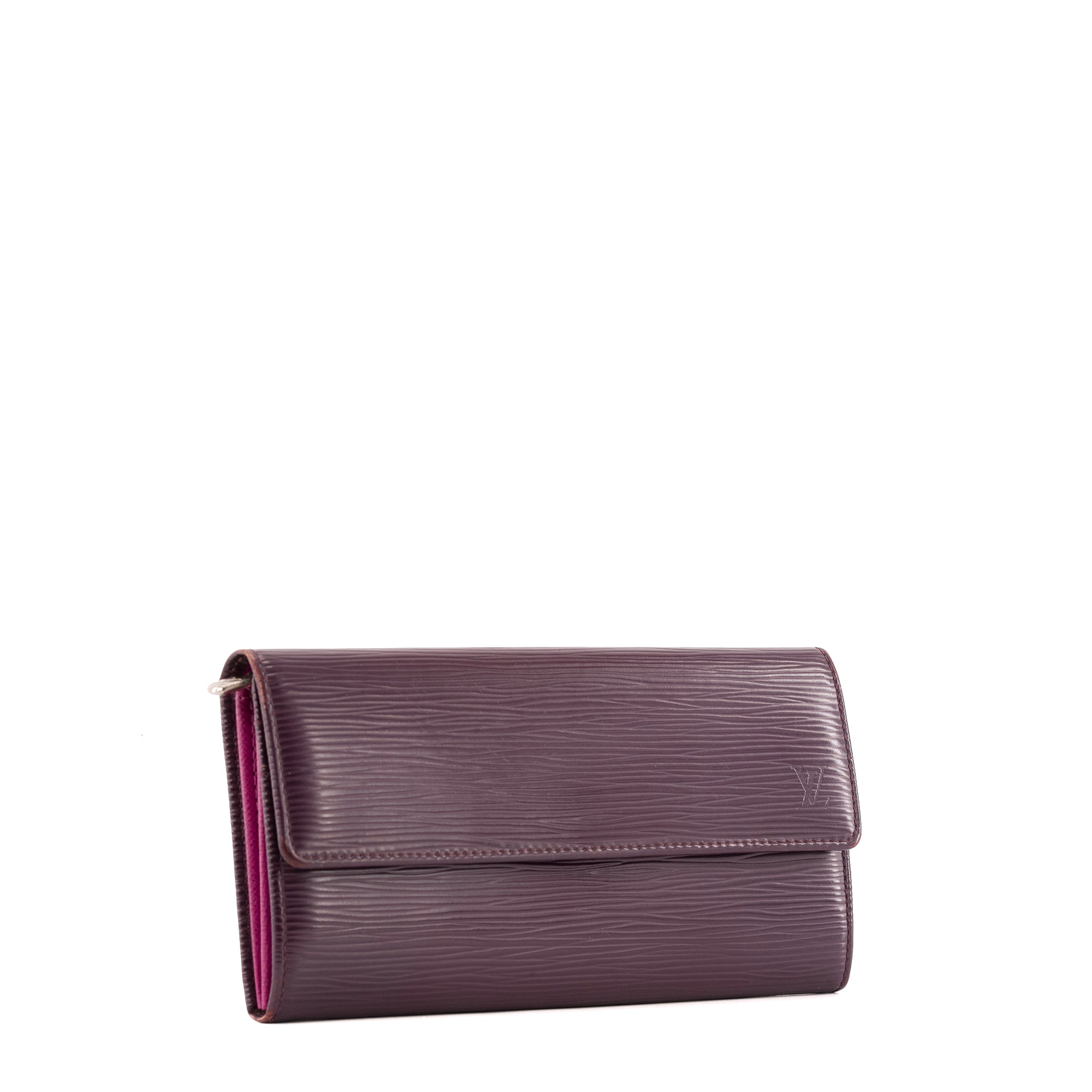 LOUIS VUITTON - Portefeuille Sarah Louis Vuitton en cuir épi prune