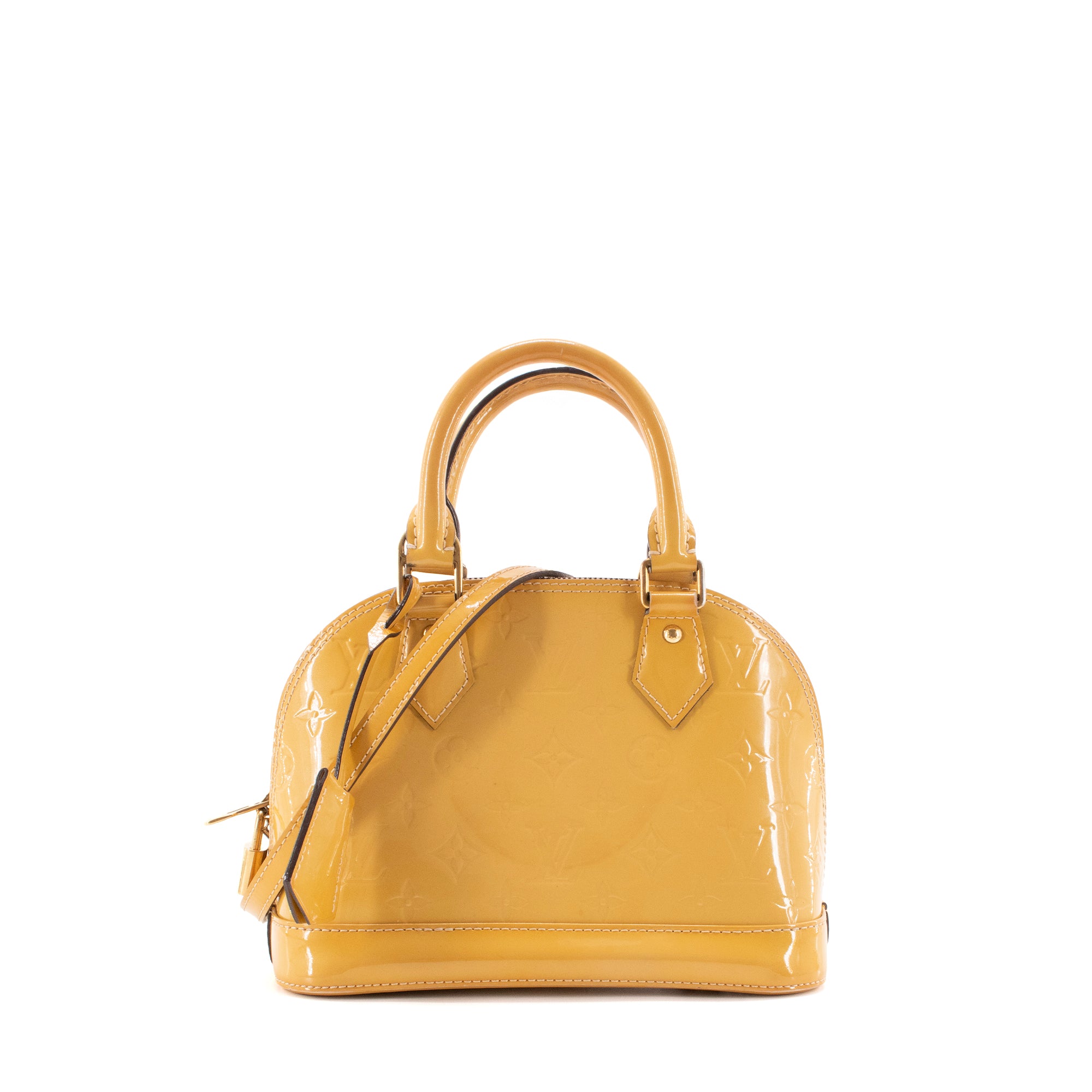 LOUIS VUITTON - Sac à bandoulière Alma BB Louis Vuitton en cuir verni jaune moutarde