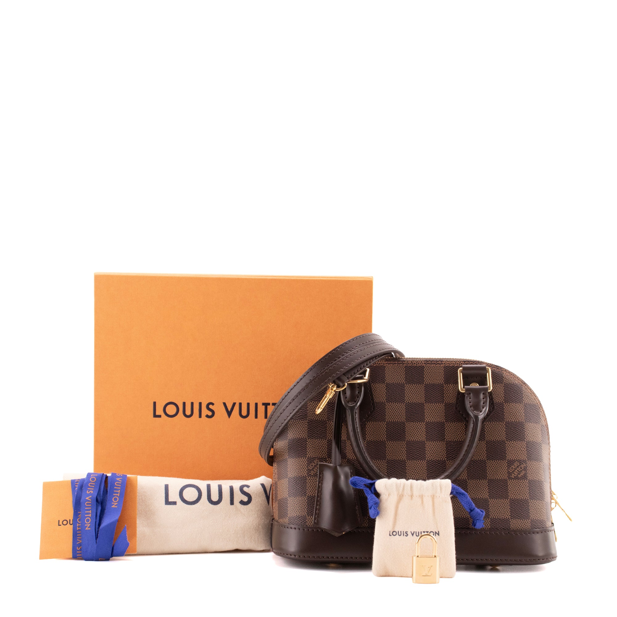 LOUIS VUITTON - Sac à bandoulière Alma BB Louis Vuitton en toile damier ébène