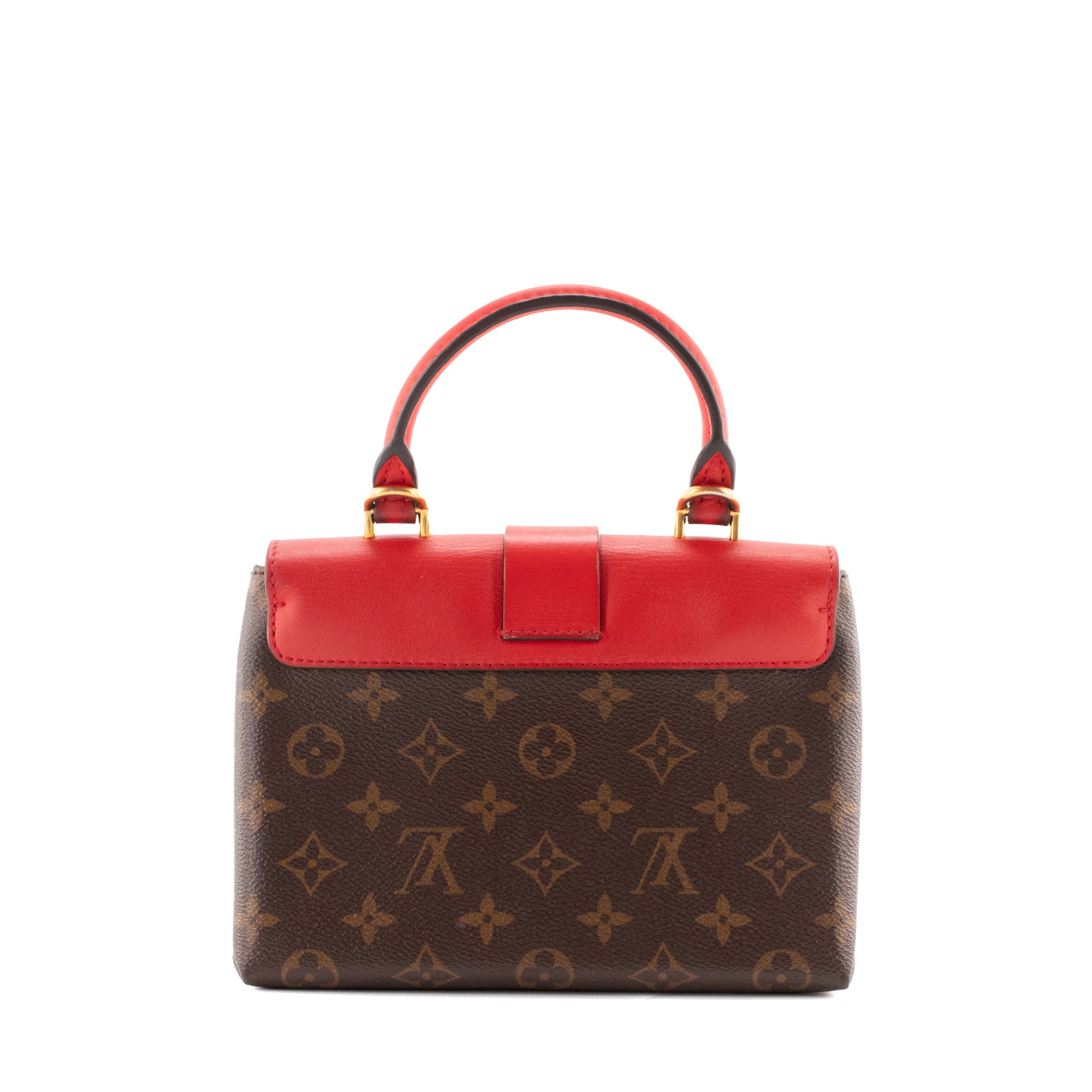LOUIS VUITTON - Sac à bandoulière Locky BB Louis Vuitton en toile enduite monogrammée et cuir rouge
