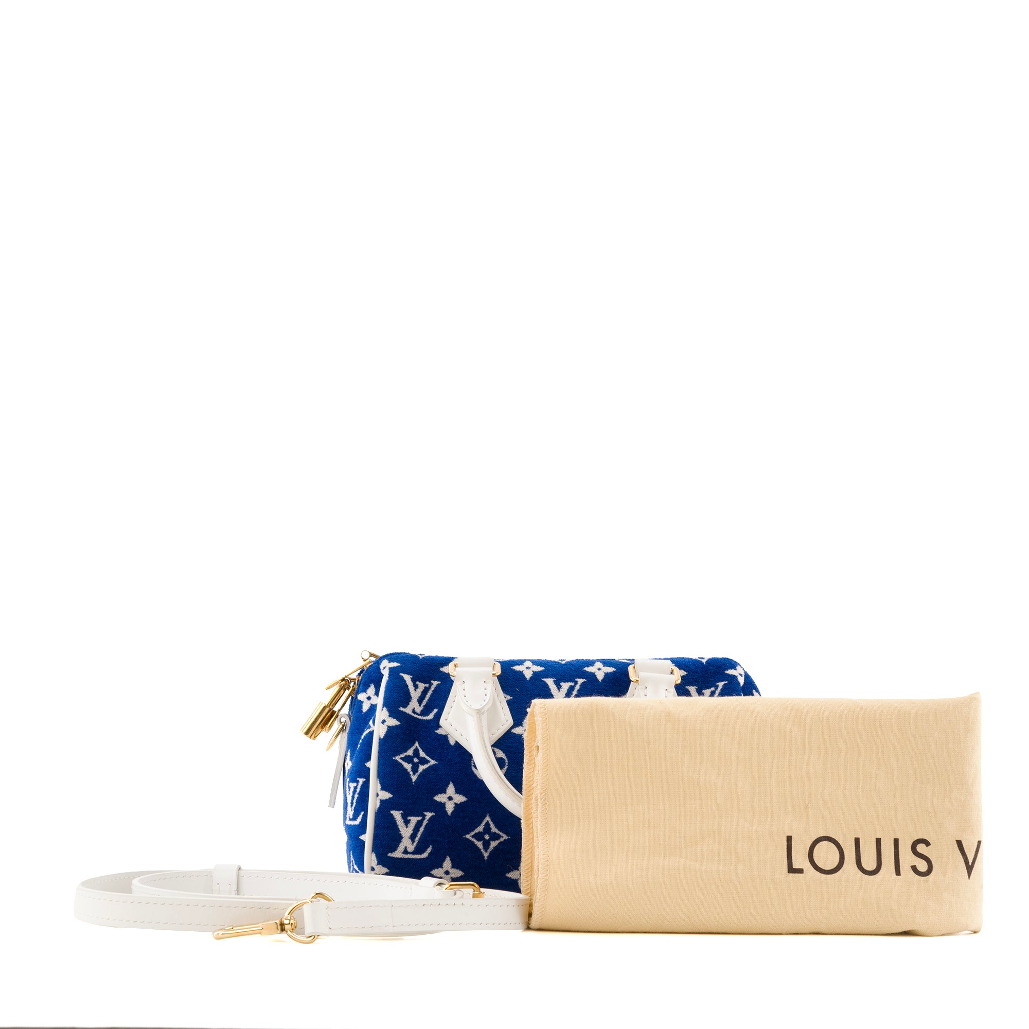 LOUIS VUITTON - Sac à bandoulière Speedy 20 Louis Vuitton en éponge bleue
