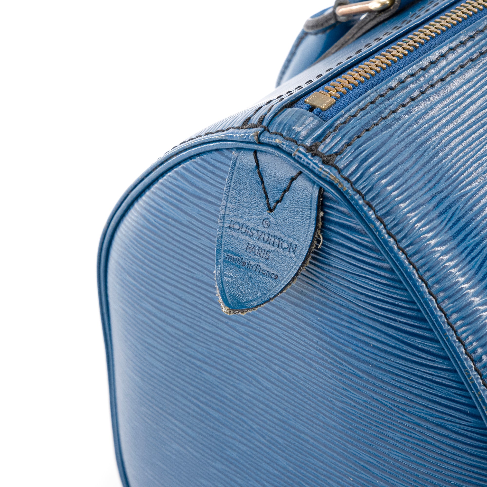 LOUIS VUITTON - Sac à main Speedy 25 Louis Vuitton cuir épi bleu vintage