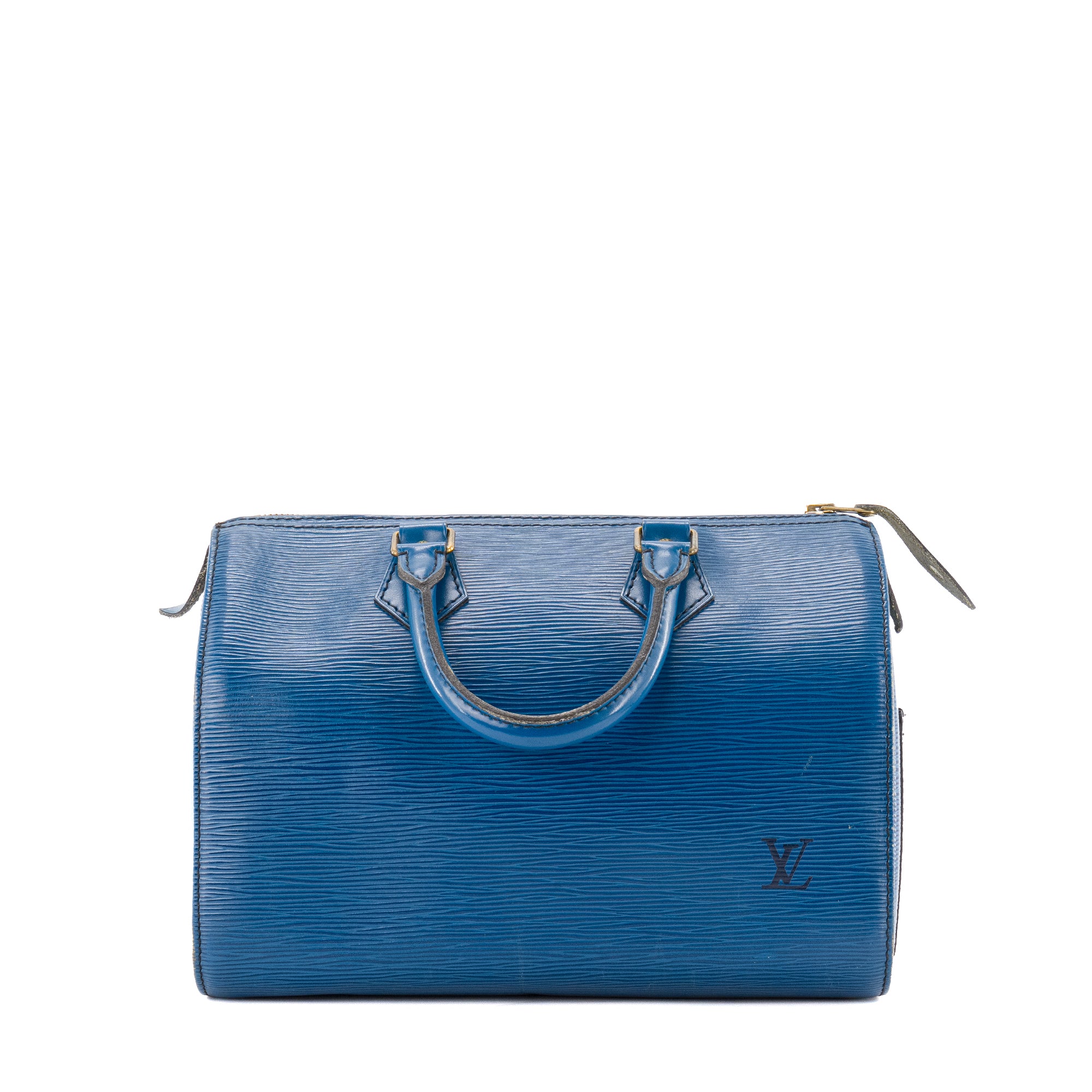 LOUIS VUITTON - Sac à main Speedy 25 Louis Vuitton cuir épi bleu vintage