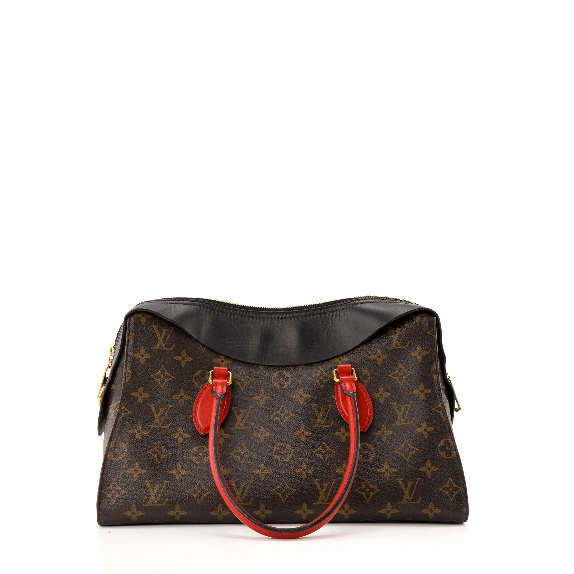 LOUIS VUITTON - Sac à main Tuileries Louis Vuitton en toile enduite monogrammée et cuir noir