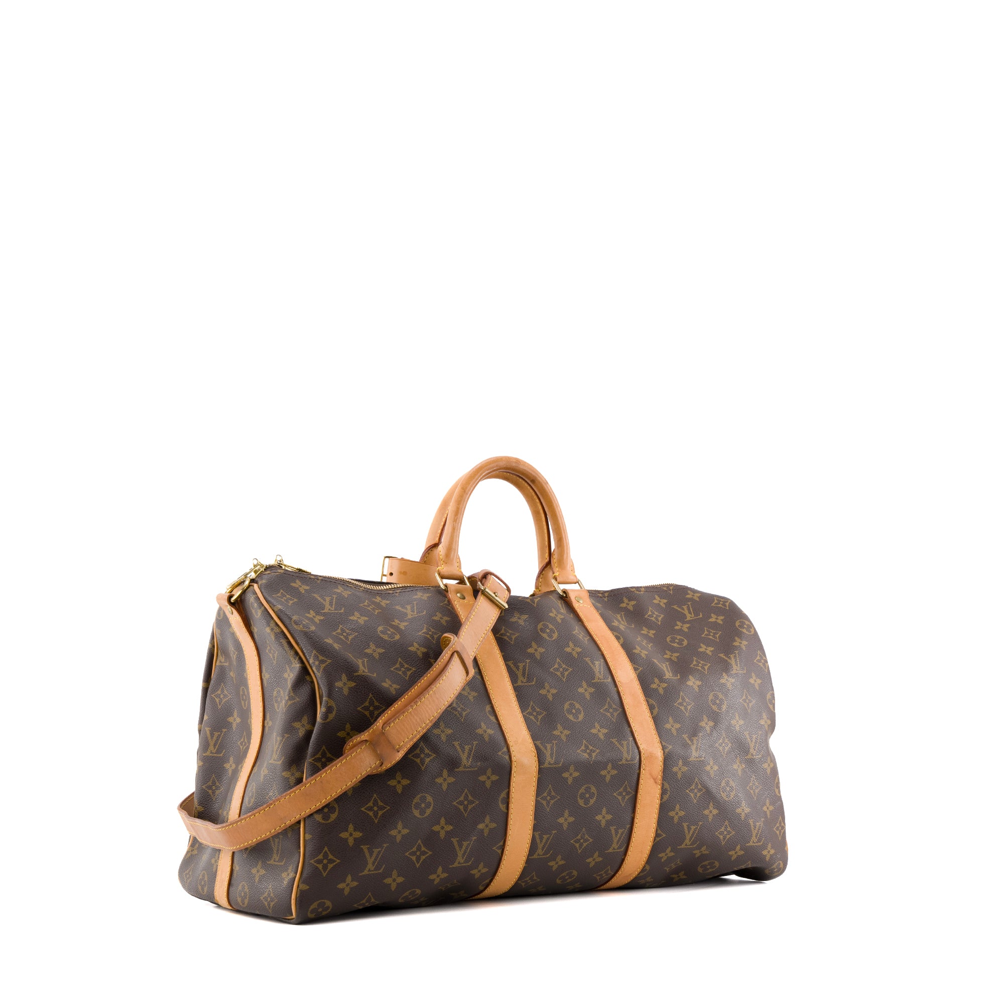 LOUIS VUITTON - Sac de voyage Keepall bandoulière 50 Louis Vuitton en toile monogrammée vintage