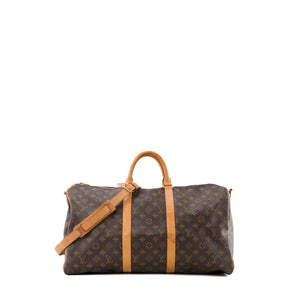 LOUIS VUITTON - Sac de voyage Keepall bandoulière 50 Louis Vuitton en toile monogrammée vintage