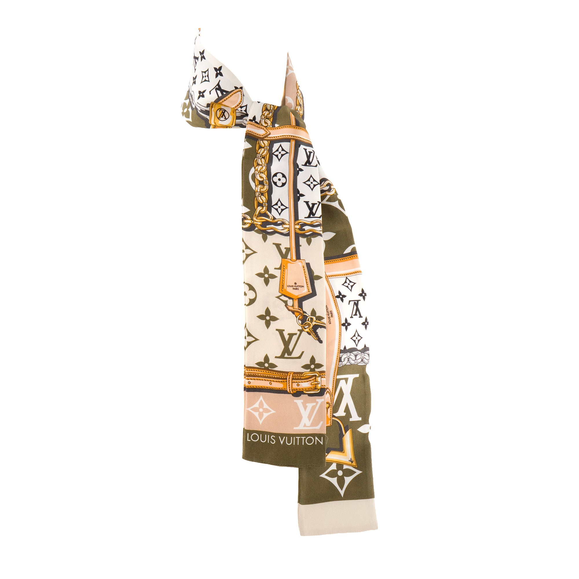 LOUIS VUITTON - Bandeau Monogram Confidential Louis Vuitton en soie kaki et beige
