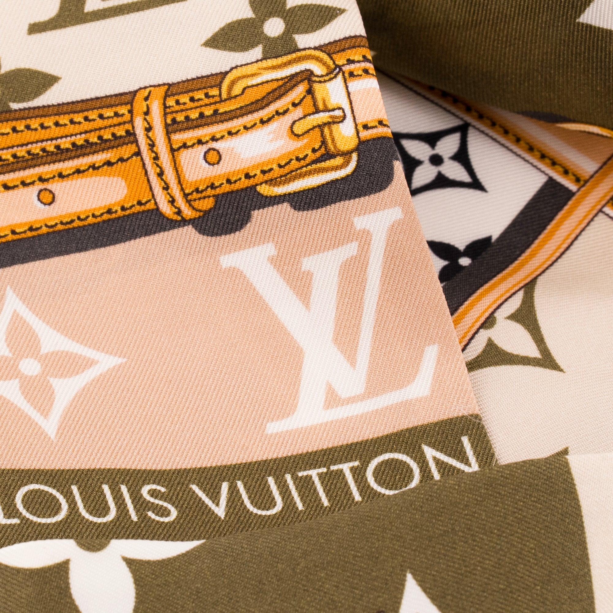 LOUIS VUITTON - Bandeau Monogram Confidential Louis Vuitton en soie kaki et beige