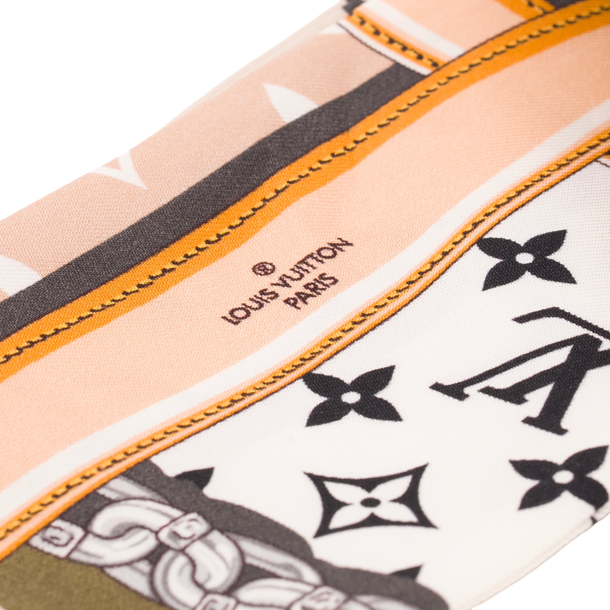LOUIS VUITTON - Bandeau Monogram Confidential Louis Vuitton en soie kaki et beige